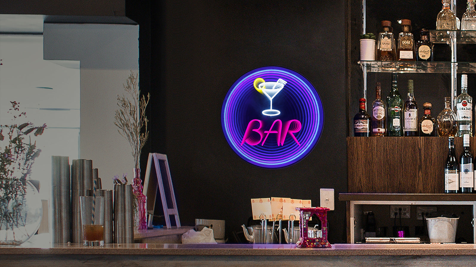 Infinity Mirror LED Night Light Custom Neon Sign Bar Club LOGO