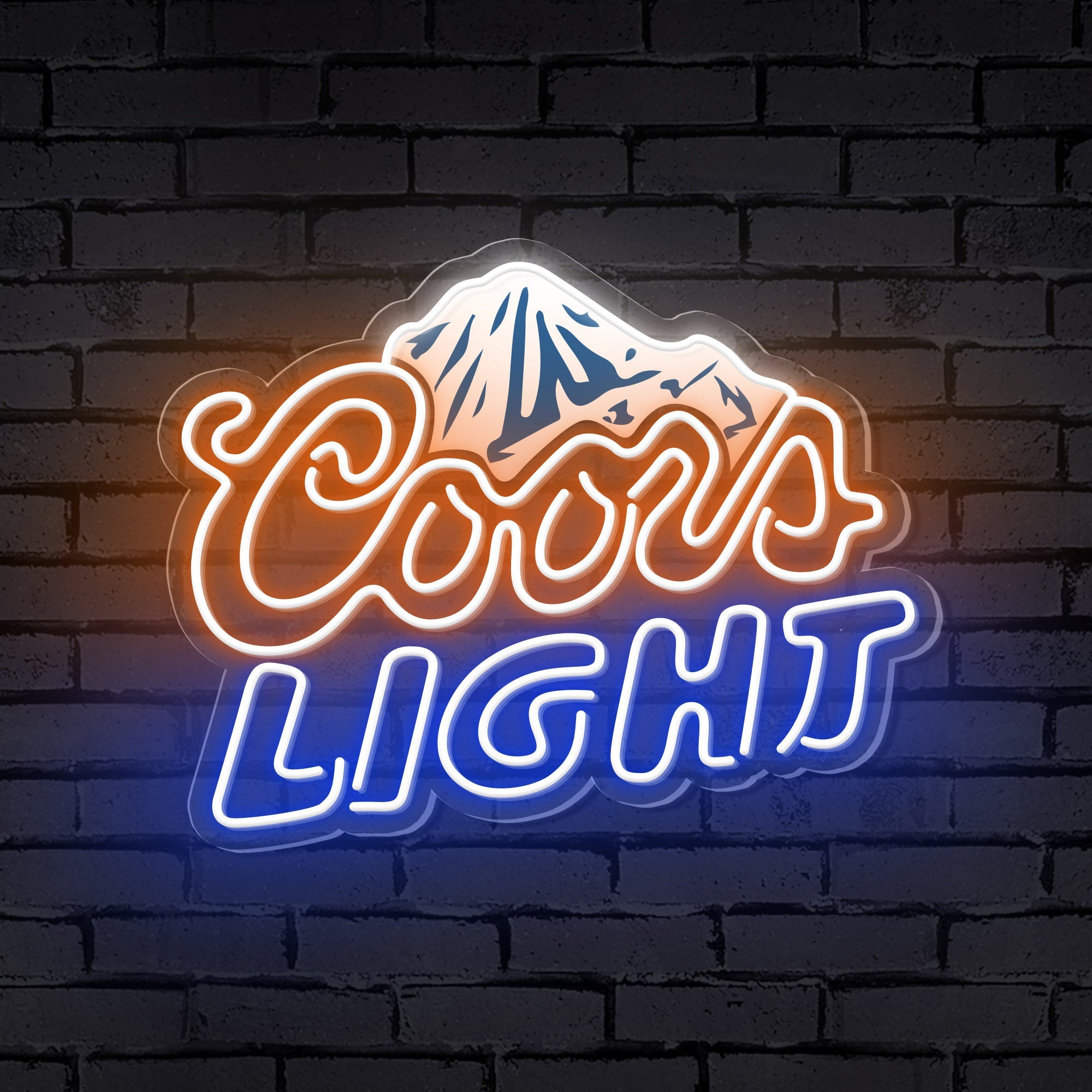 "Coors Light" Mountain Logo Neon Sign