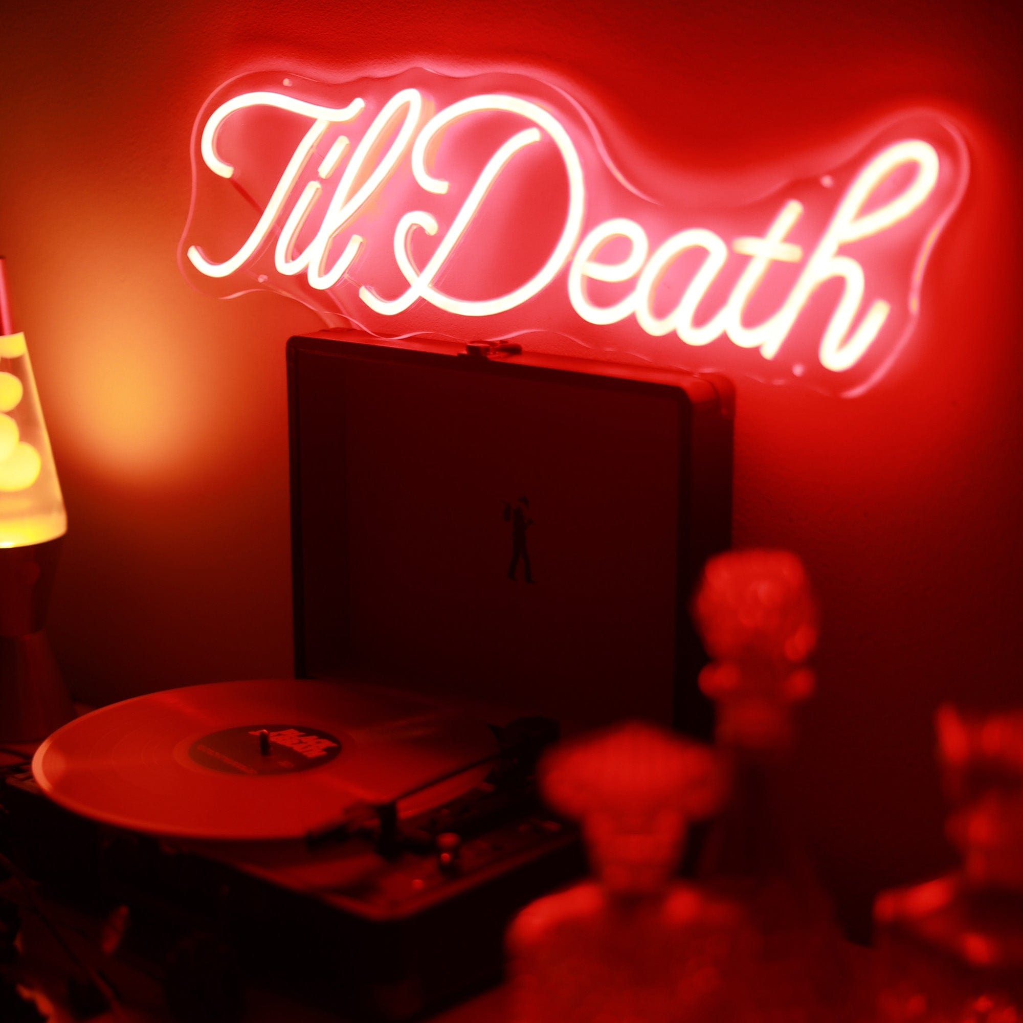 "TilDeath" Curlicued Words Neon Sign for Room