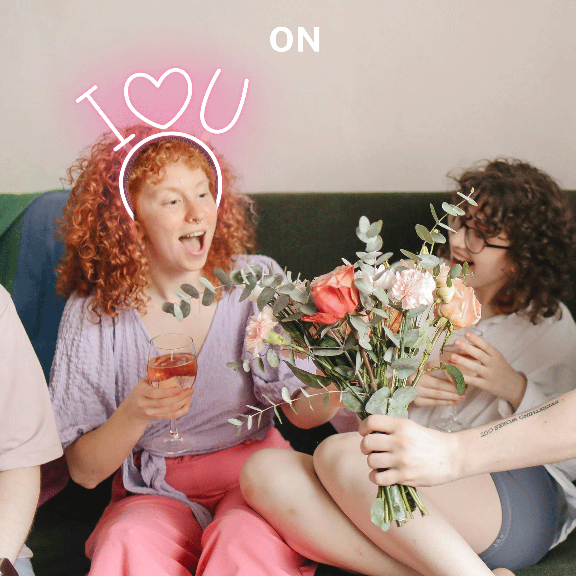 "I Heart U" Headband Neon Sign