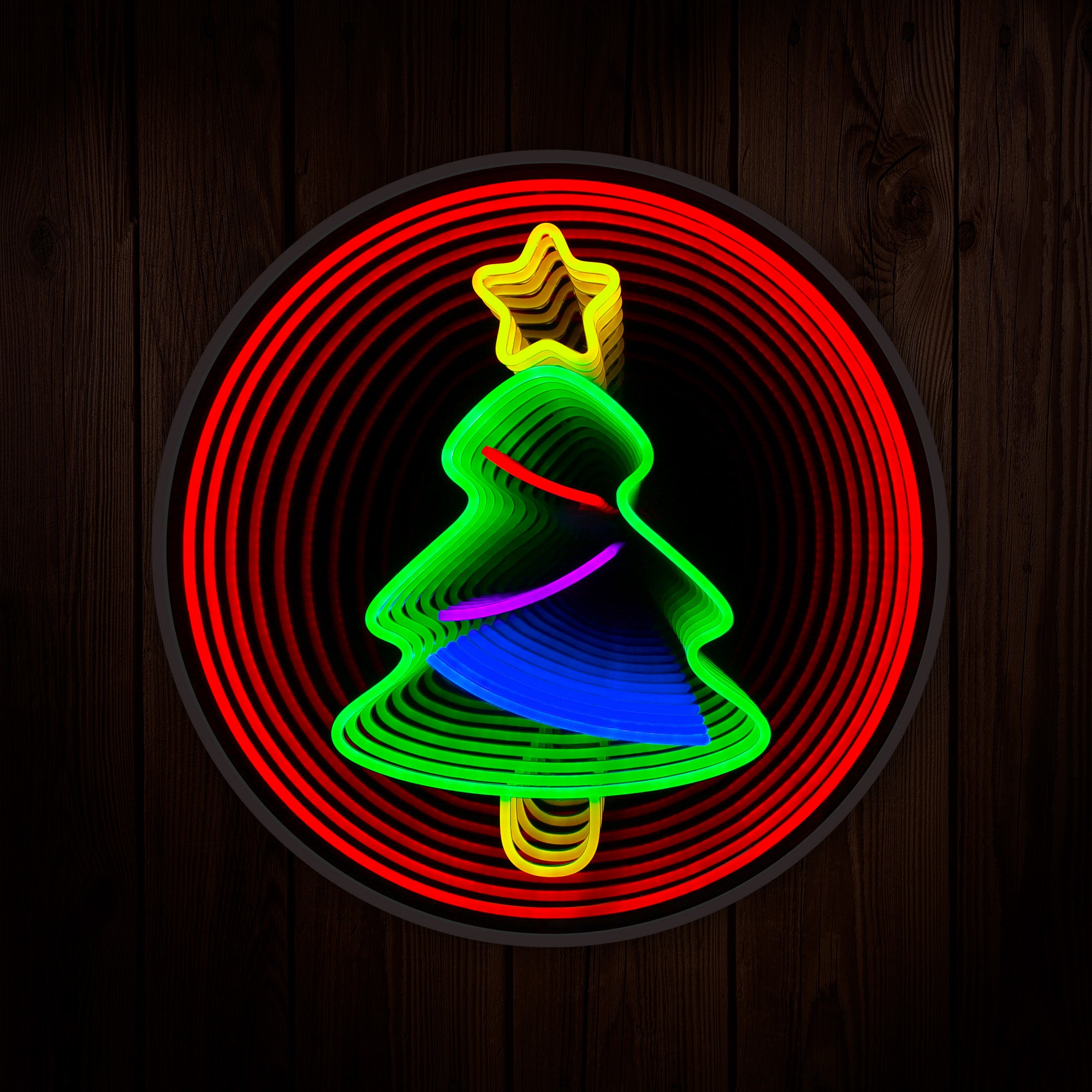 Christmas Tree Star Infinity Mirror LED Sign