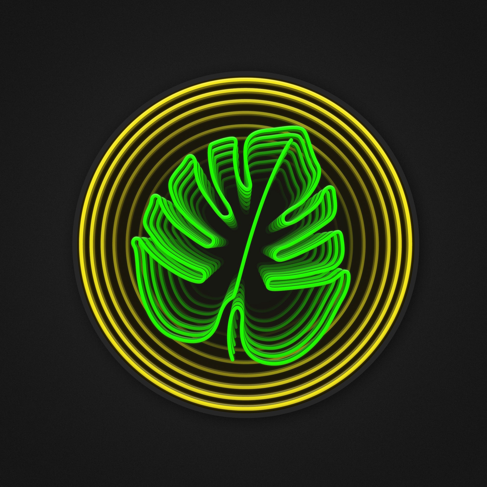 Green Leaf Infinity Mirror LED Sign