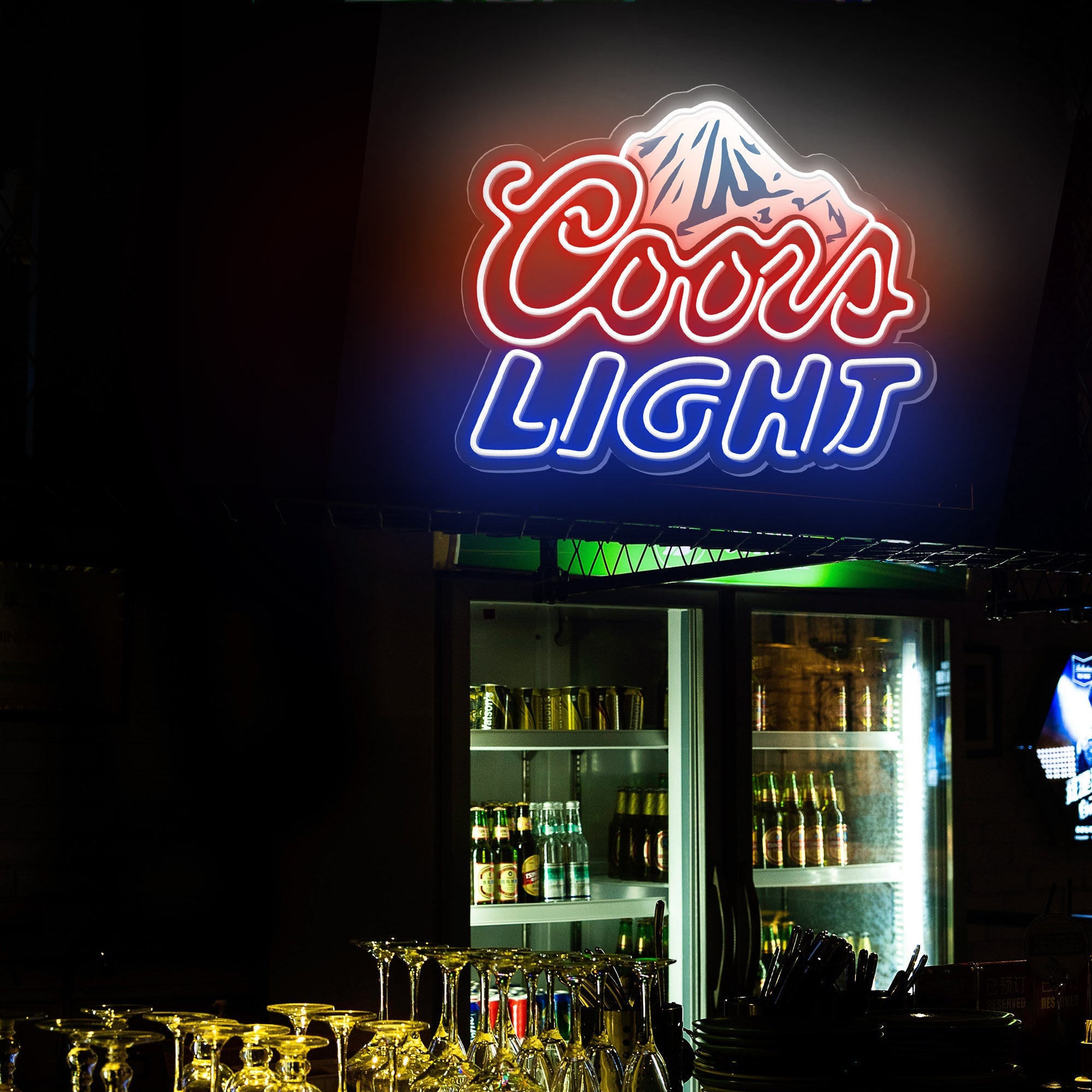 "Coors Light" Mountain Logo Neon Sign