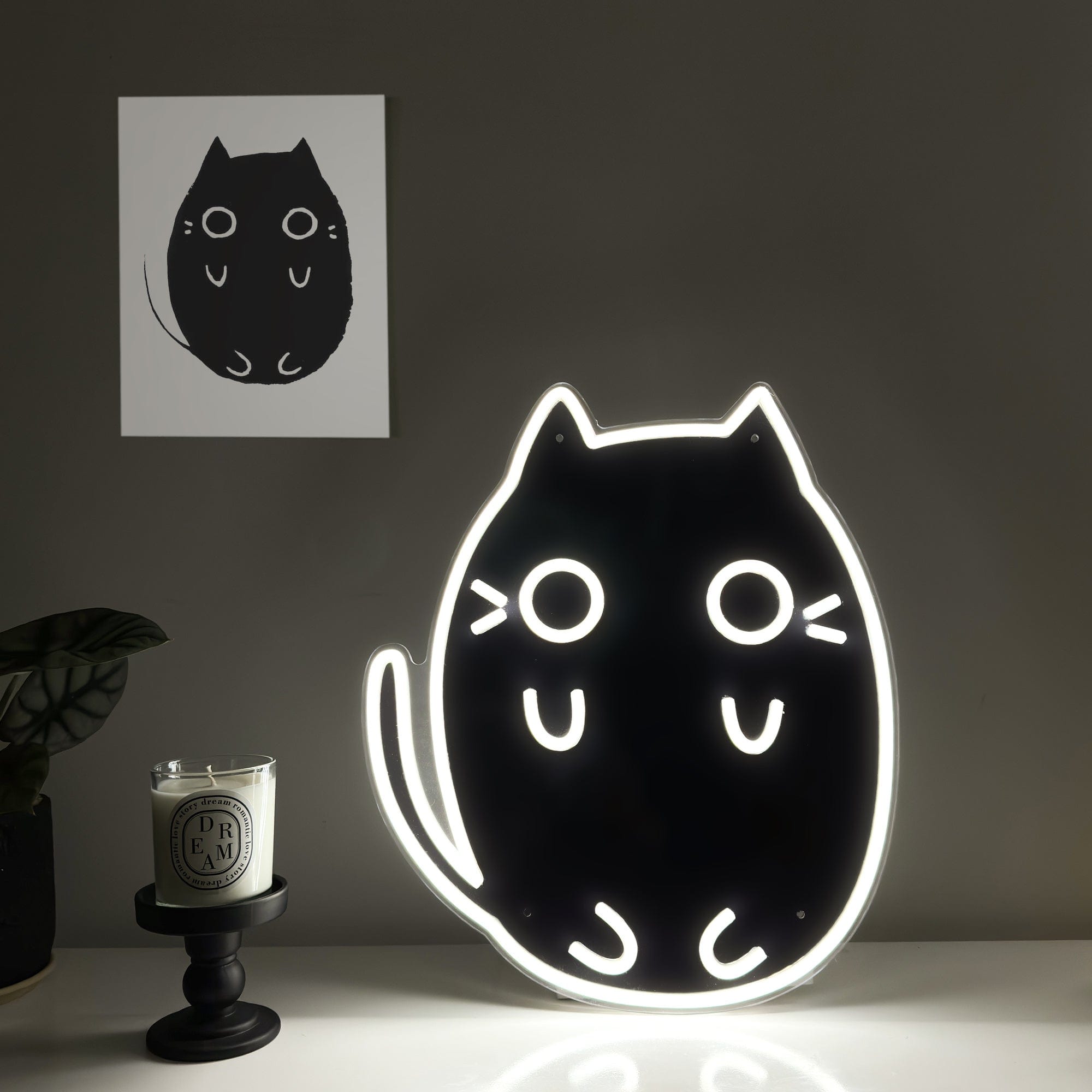 Curled Up Cat LED Neon Sign