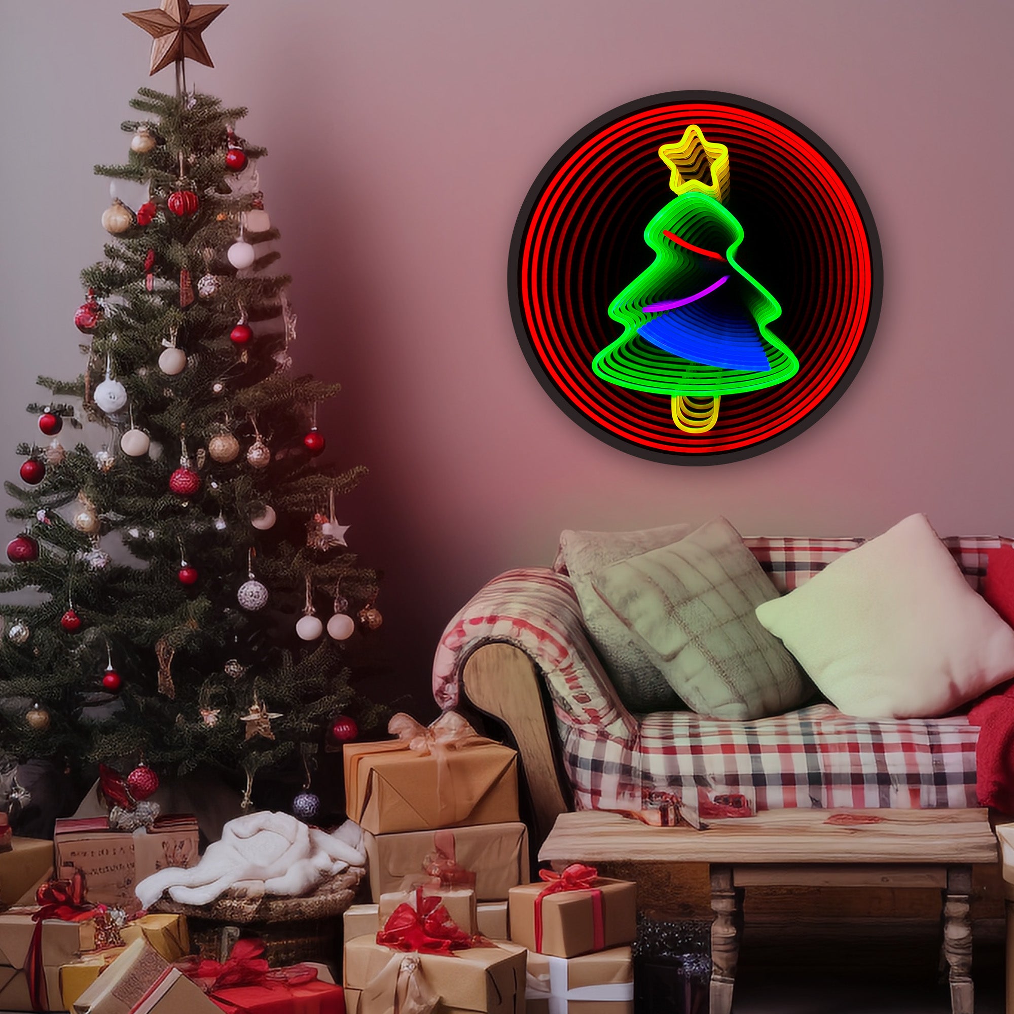 Christmas Tree Star Infinity Mirror LED Sign