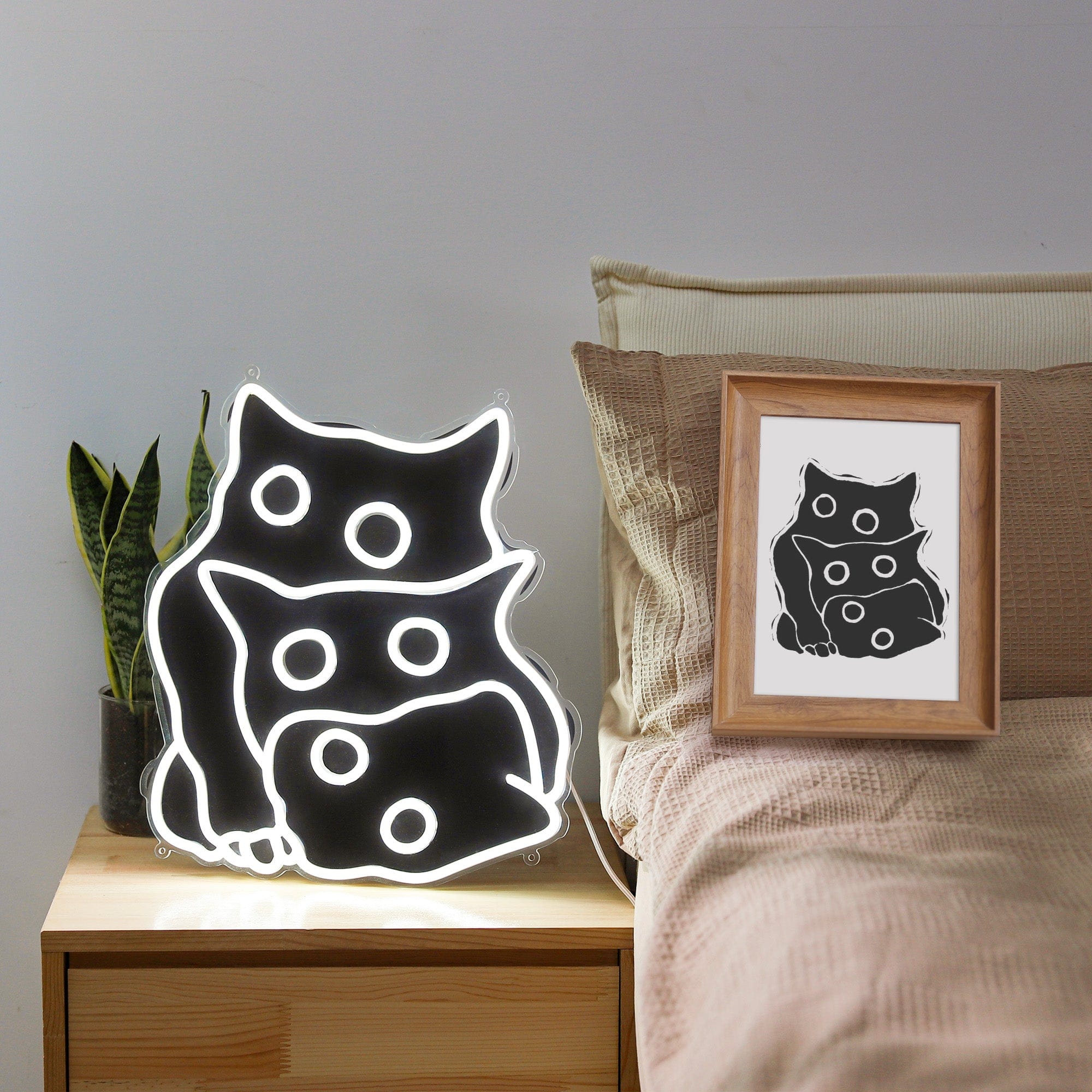 Trio of Peeking Kittens LED Neon Sign