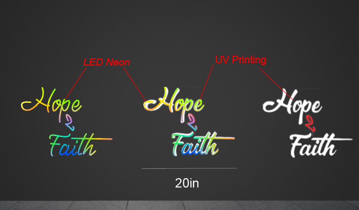 20Inch x 19.5Inch customized led neon sign "Hope&Faith" inquiry