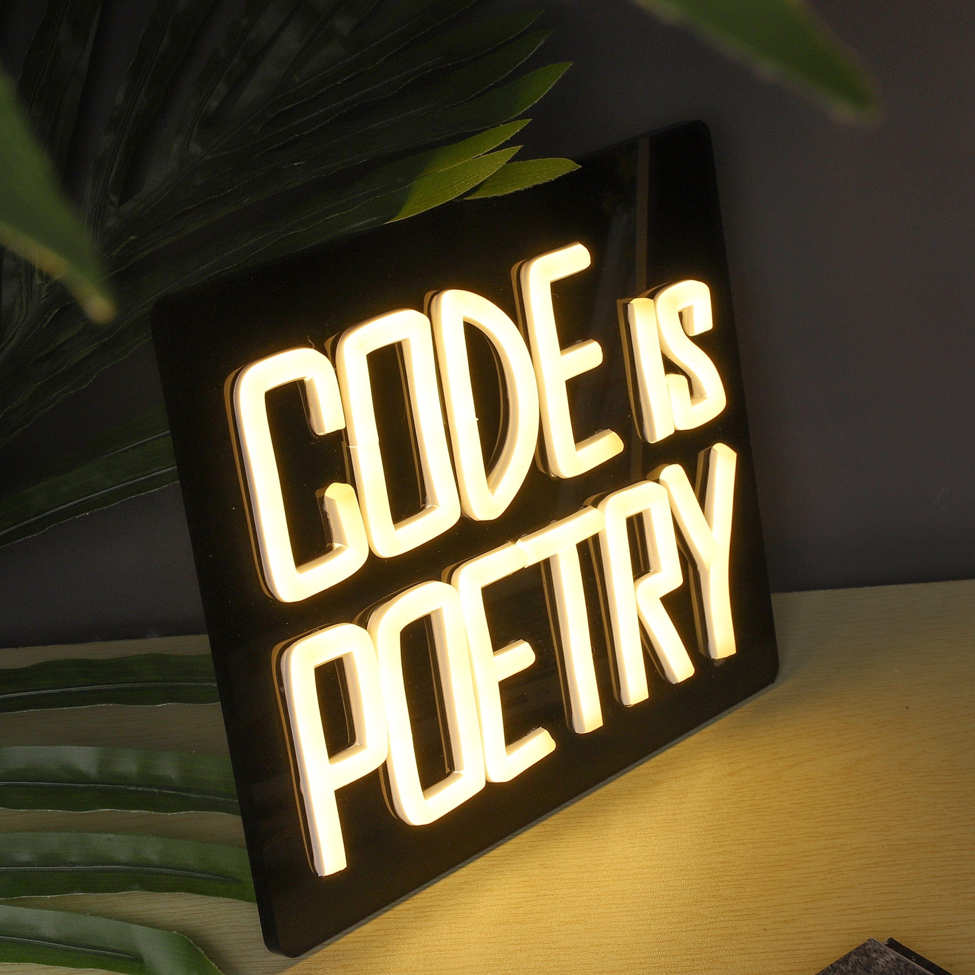 "CODE IS POETRY" Quote Neon Sign for Developers