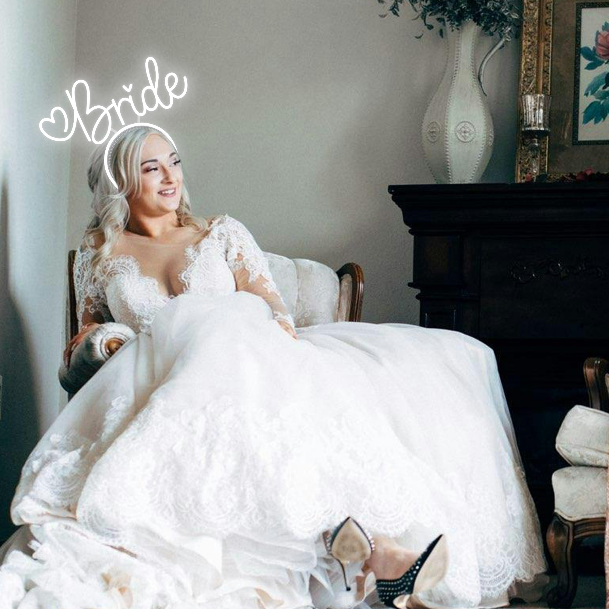 "Bride" Word Headband Heart Neon Sign