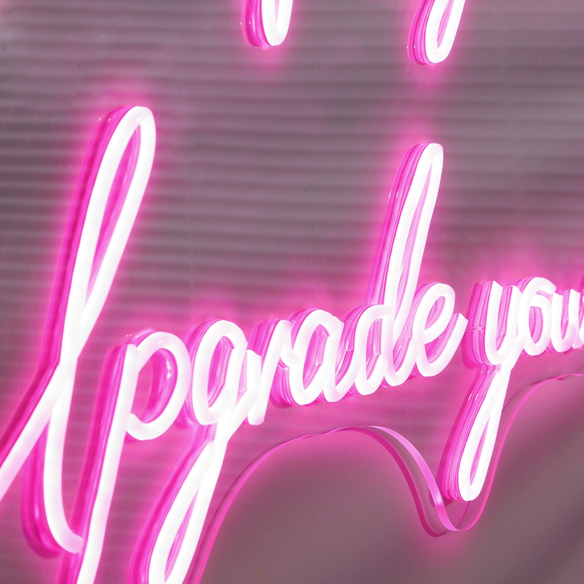 "Transfer your mind, Upgrade your habits." Quote Neon Sign