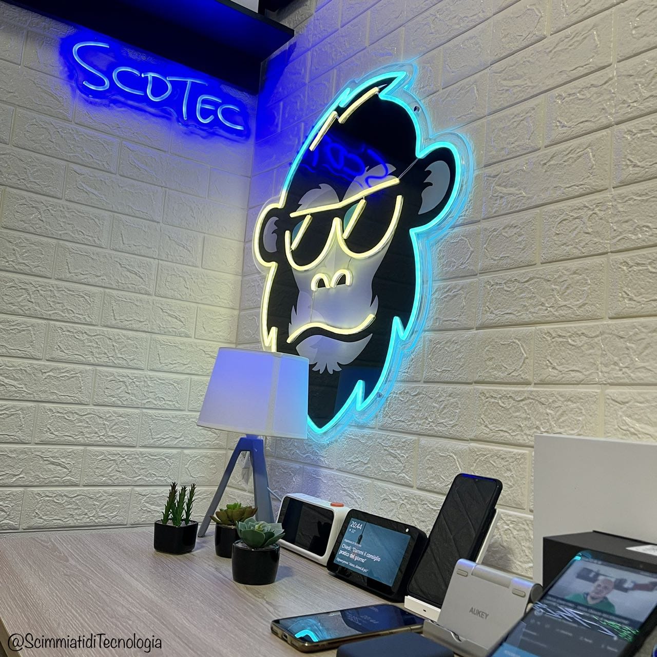 Hip Monkey with Glasses FloWill LED Neon Sign