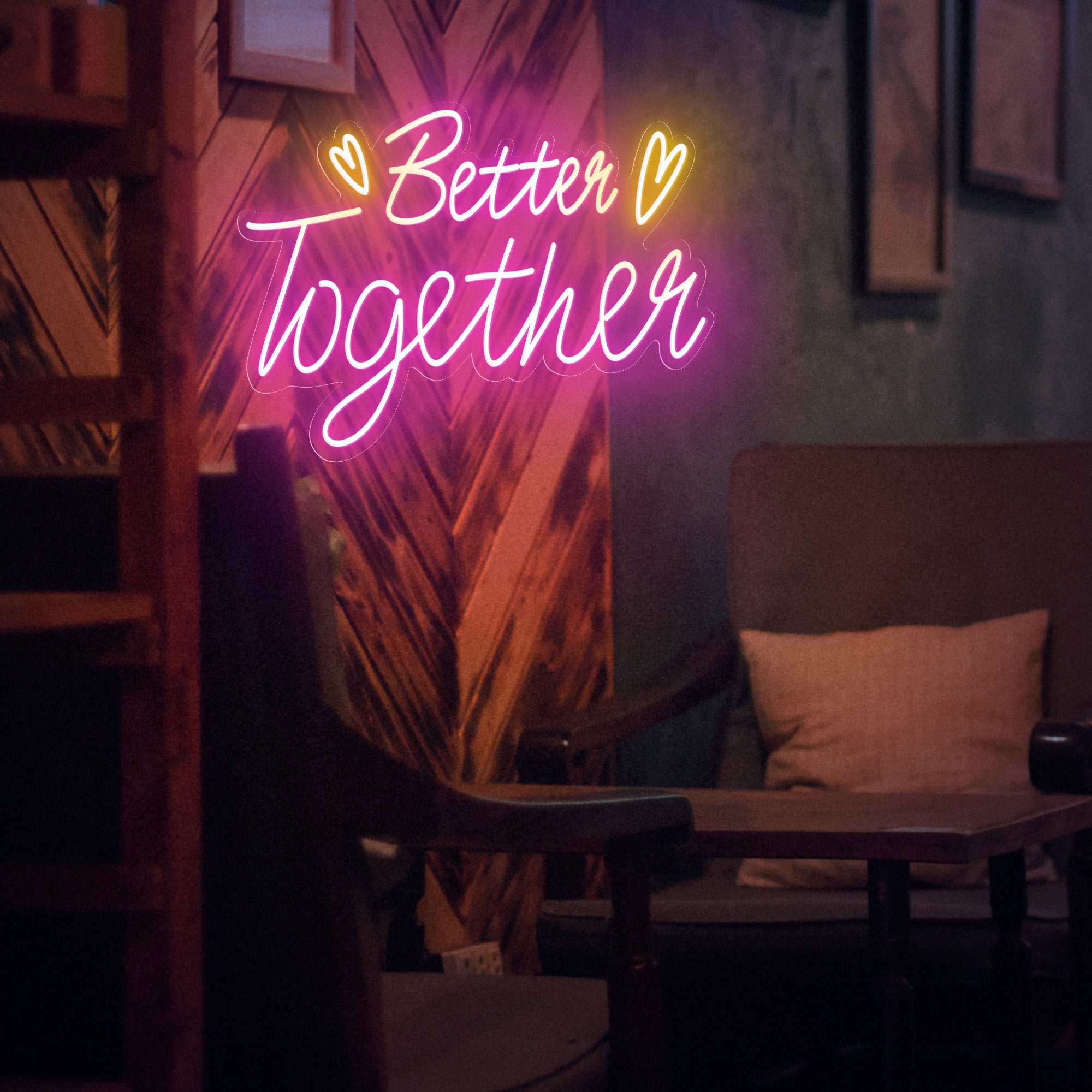 "Better Together" Words & Hearts Neon Sign