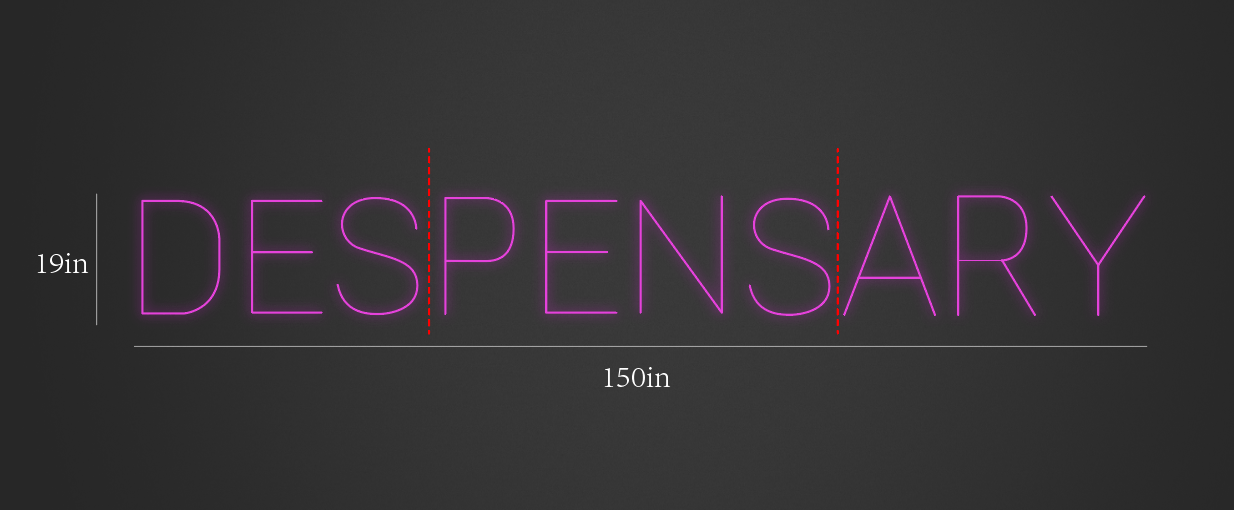 150inch wide x 19inch tall customized led neon sign inquiry