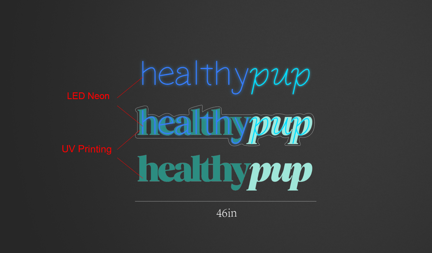 46Inch wide x 11 Inch tall customized led neon sign inquiry