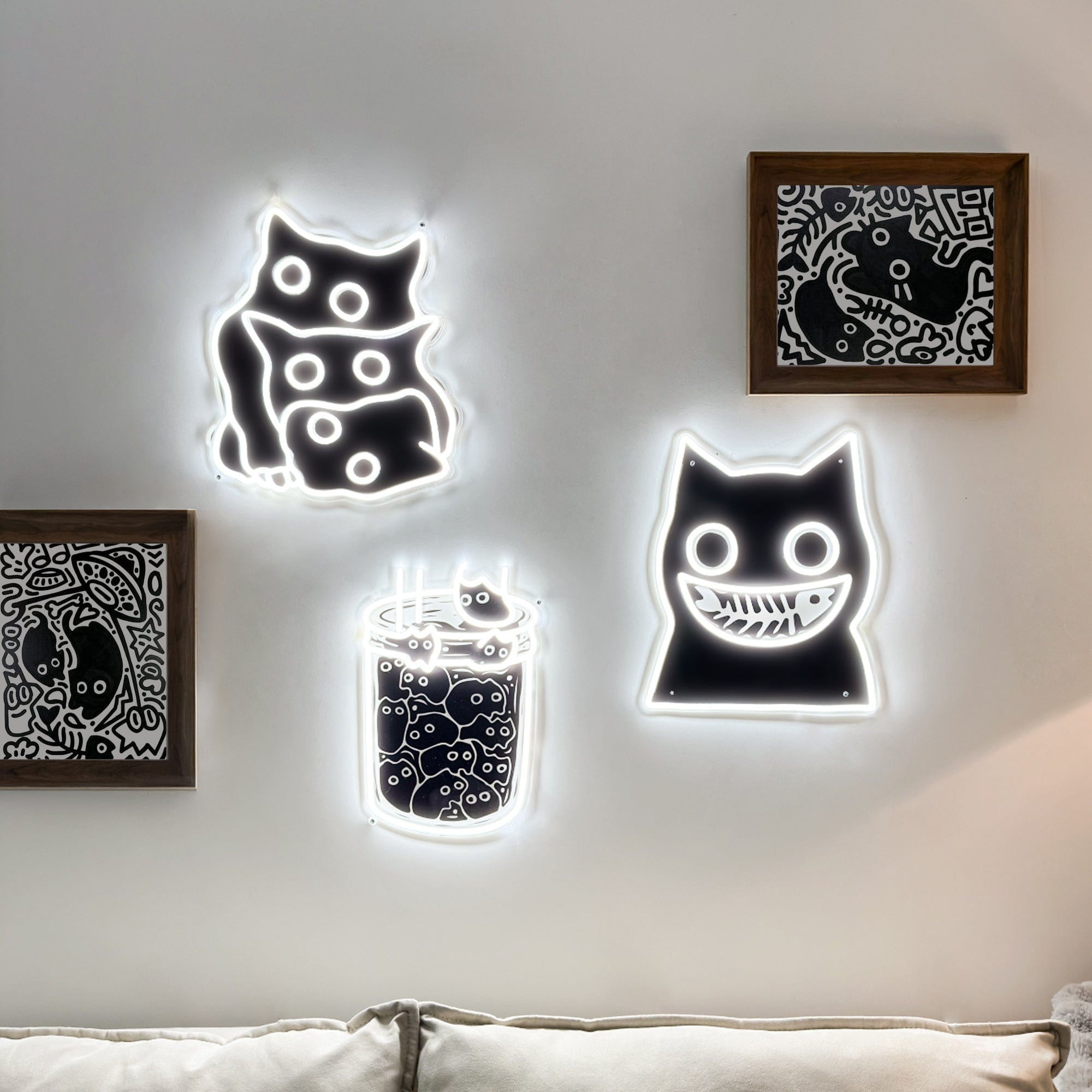 Peeking Kittens in A Bucket LED Neon Sign