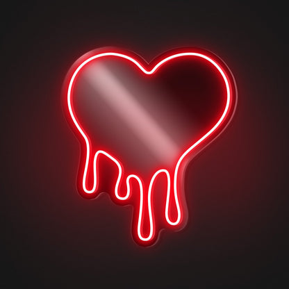 Melt Heart Shape Neon Sign Silver Mirrored Backboard