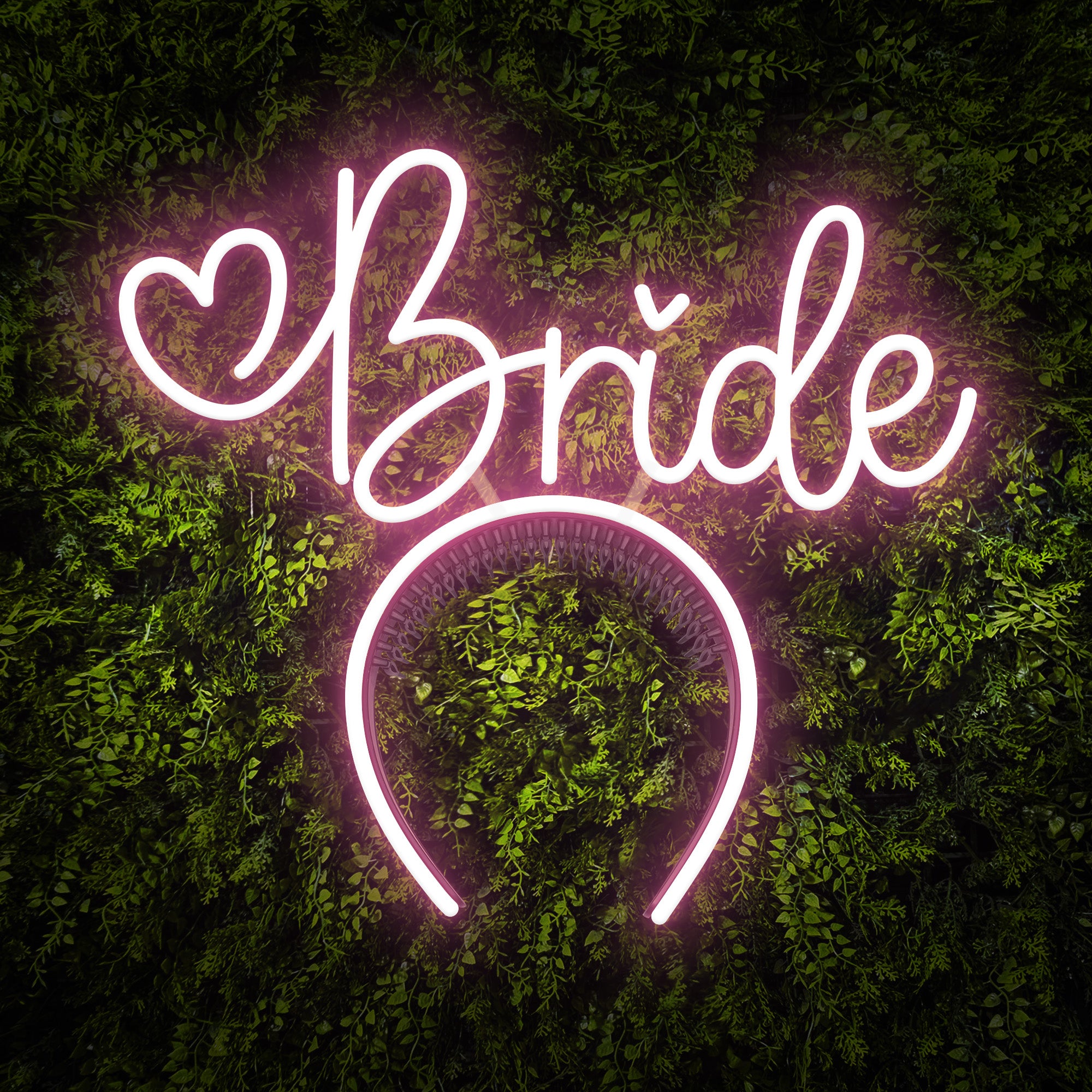 "Bride" Word Headband Heart Neon Sign