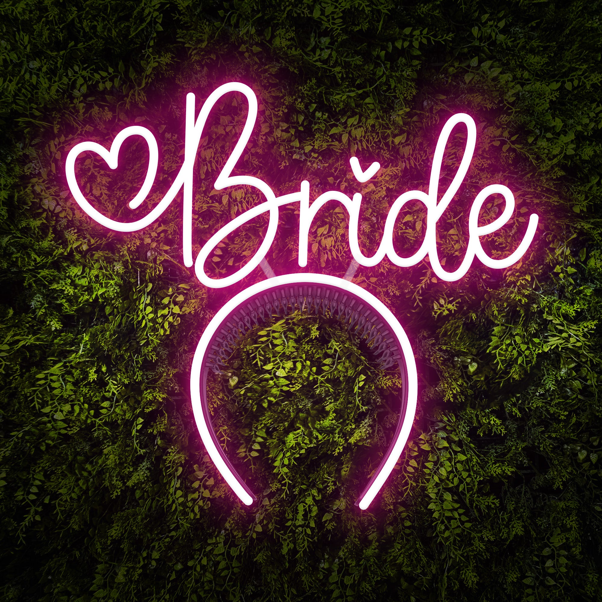 "Bride" Word Headband Heart Neon Sign