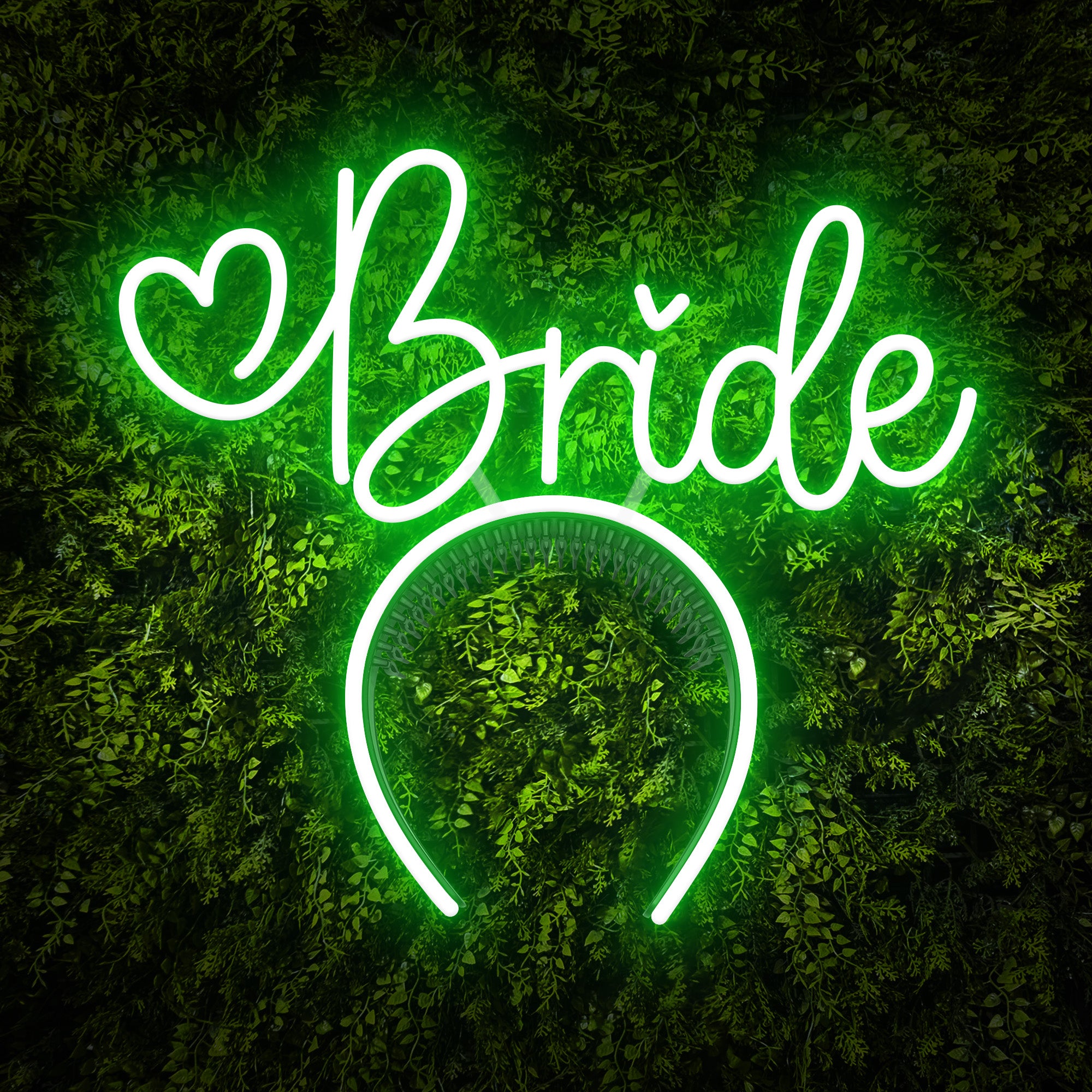 "Bride" Word Headband Heart Neon Sign