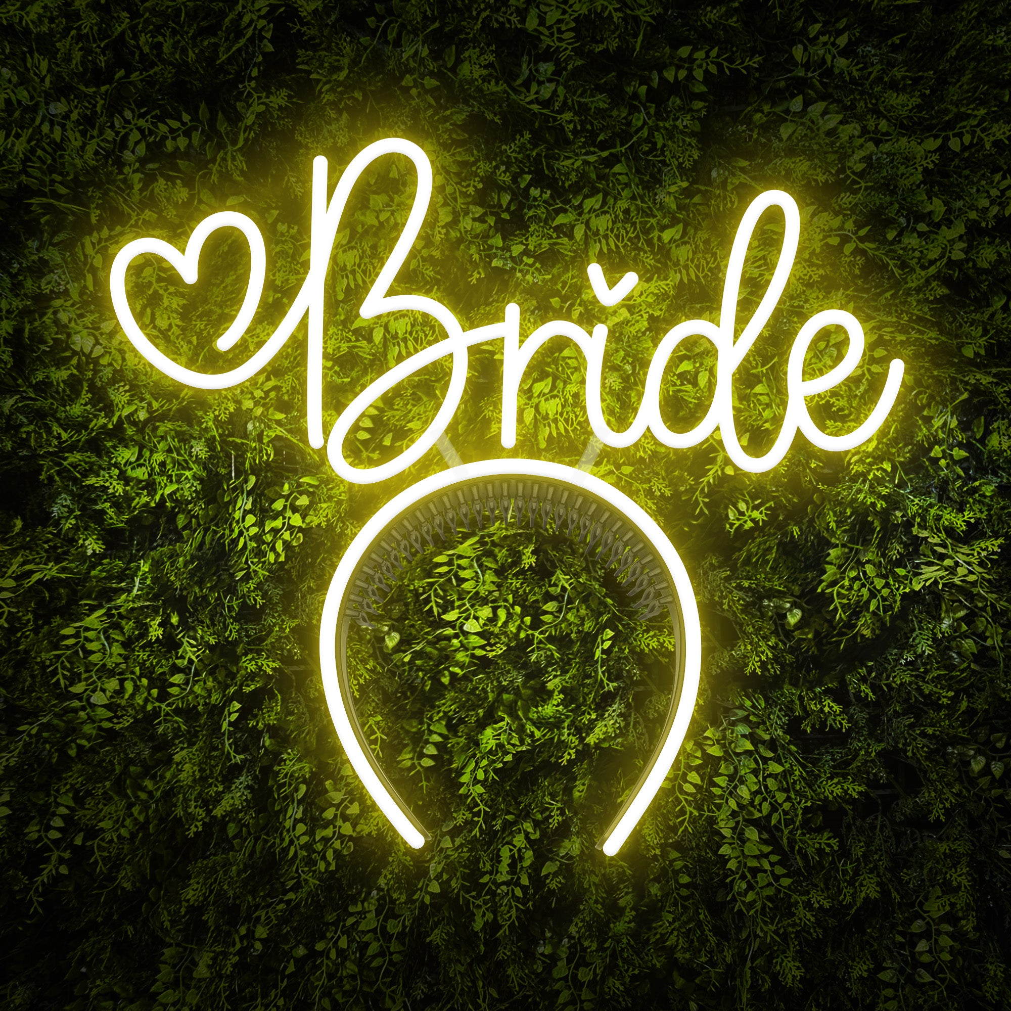 "Bride" Word Headband Heart Neon Sign