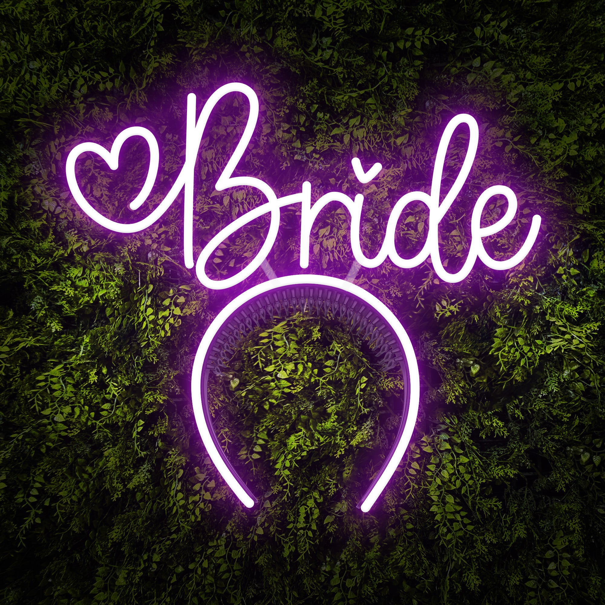 "Bride" Word Headband Heart Neon Sign