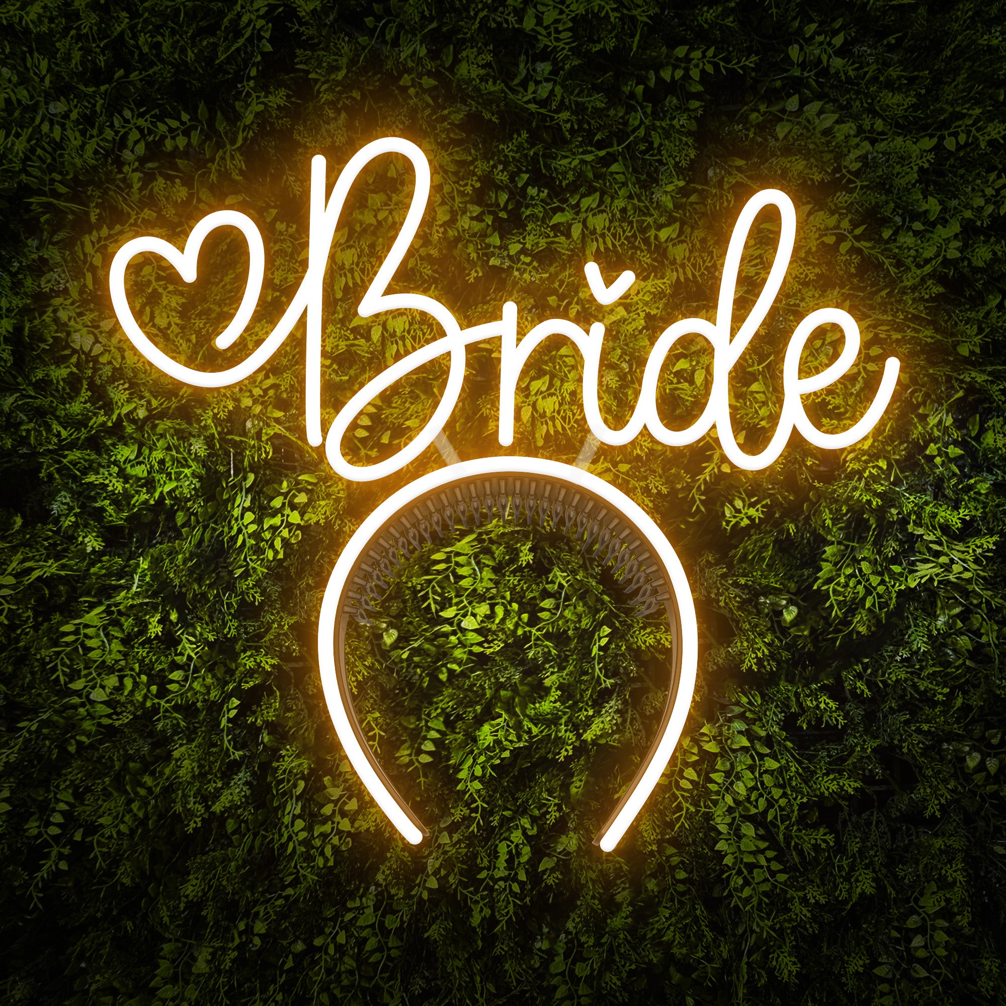 "Bride" Word Headband Heart Neon Sign