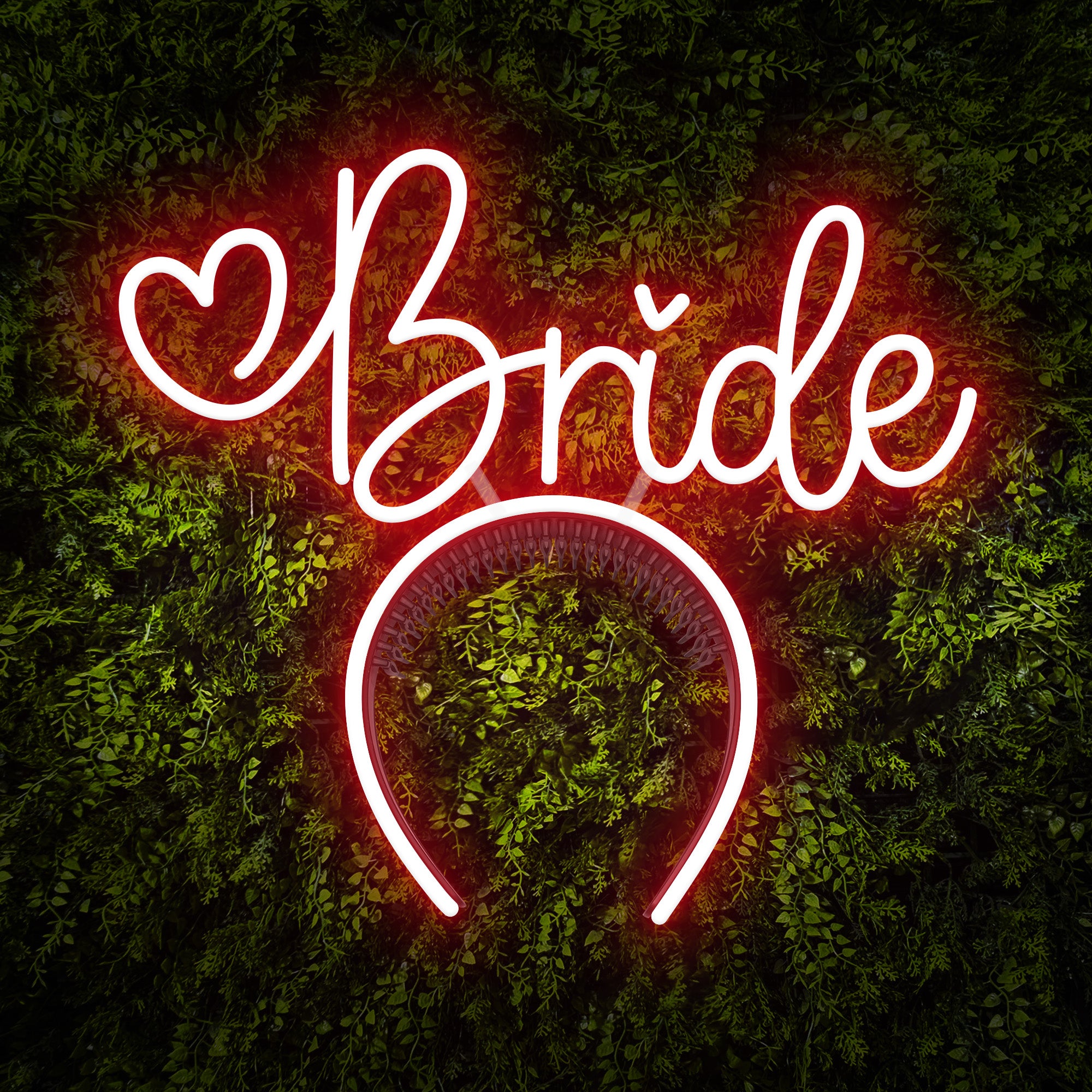 "Bride" Word Headband Heart Neon Sign