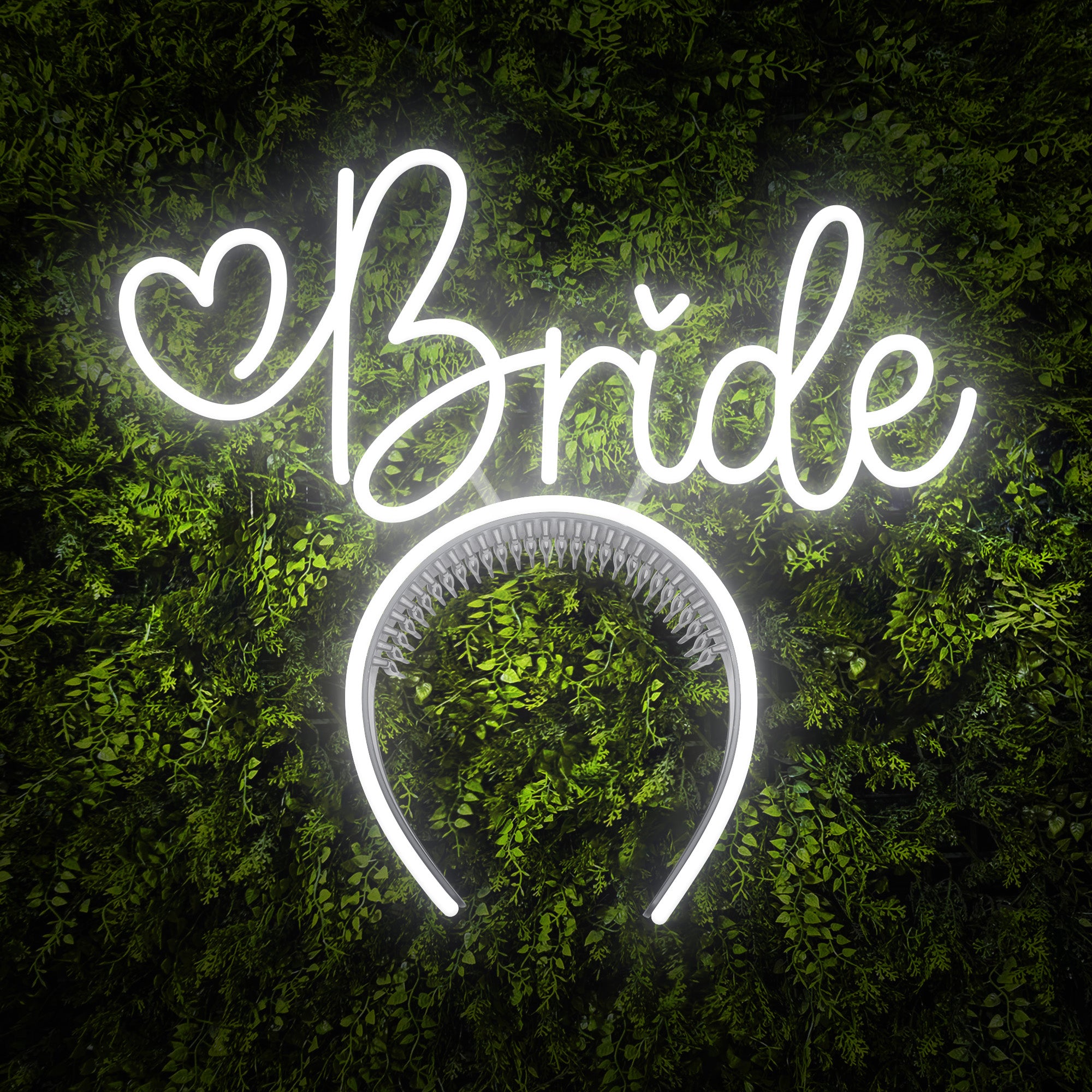 "Bride" Word Headband Heart Neon Sign