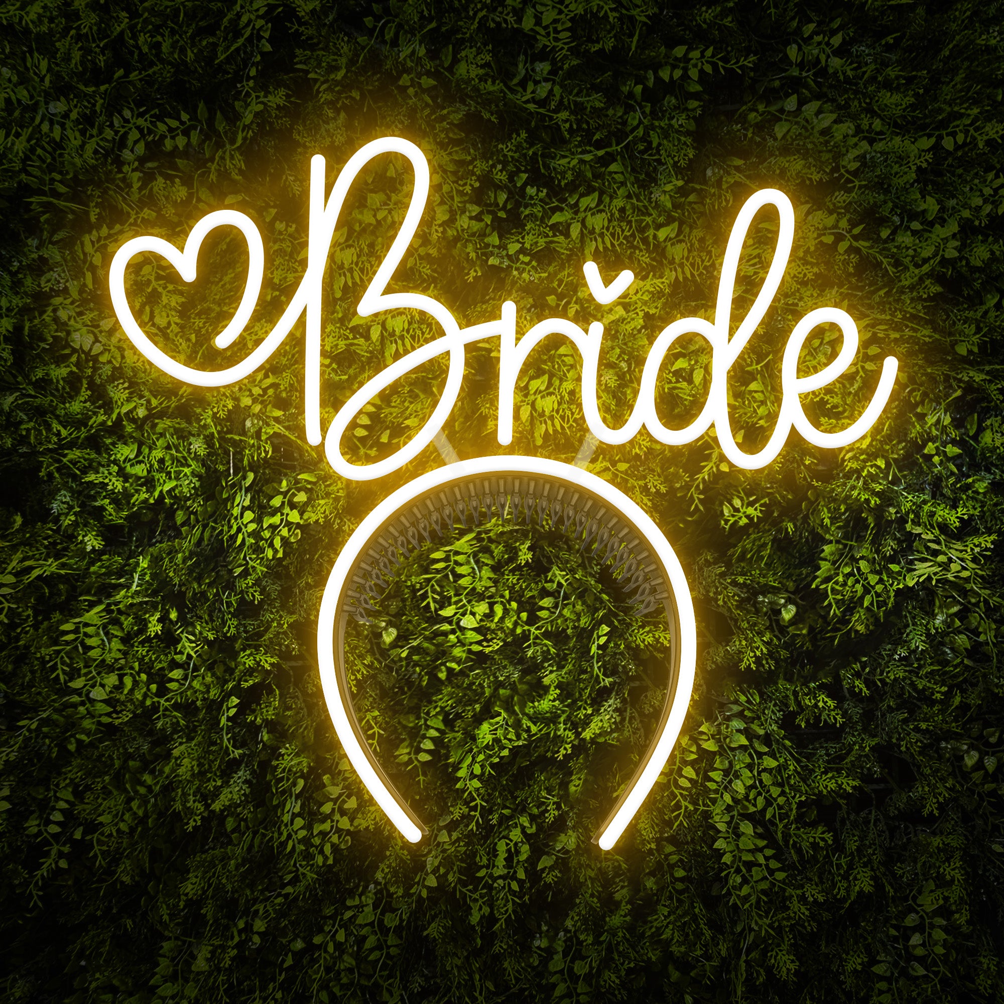 "Bride" Word Headband Heart Neon Sign