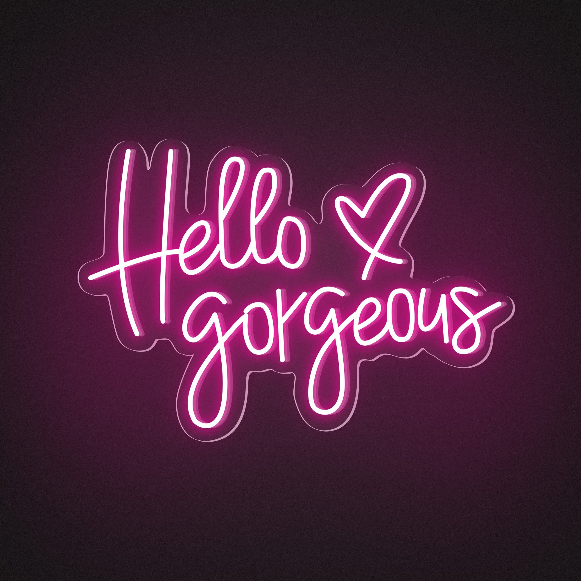 "Hello Gorgeous" Words Heart Neon Sign