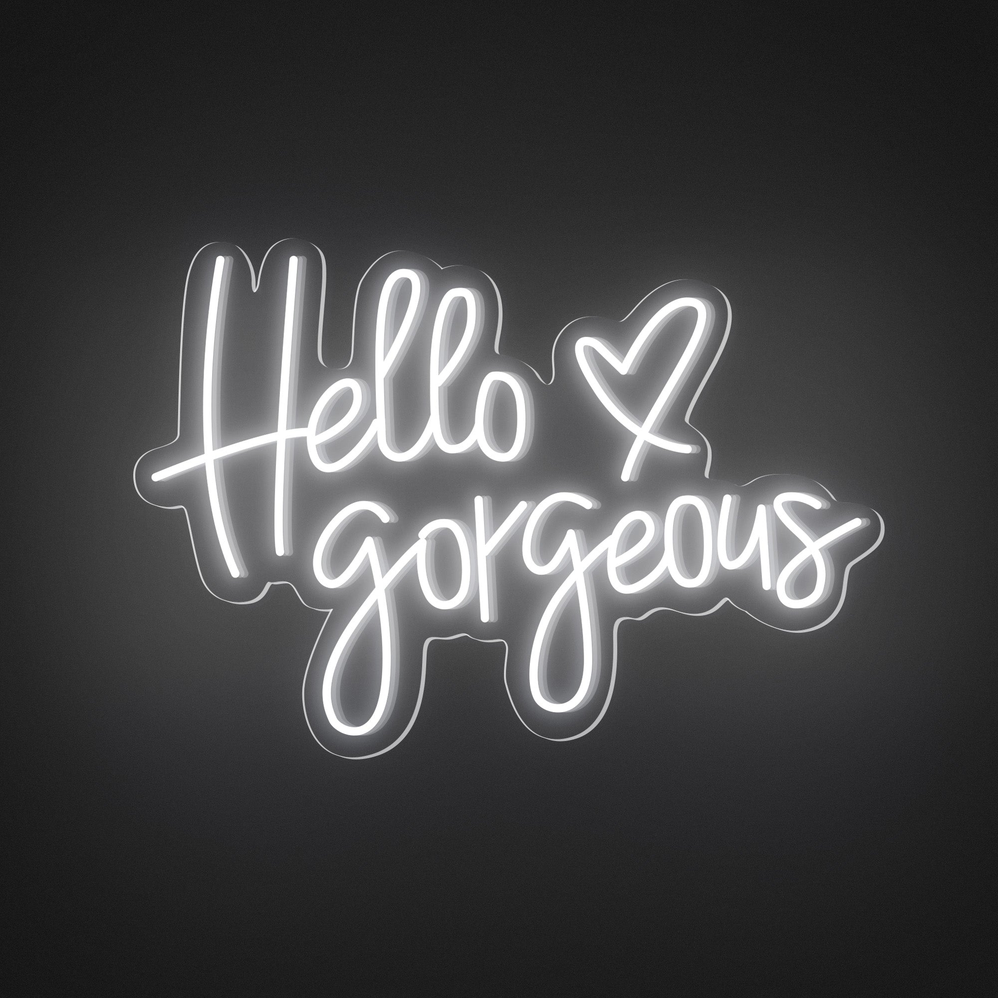 "Hello Gorgeous" Words Heart Neon Sign