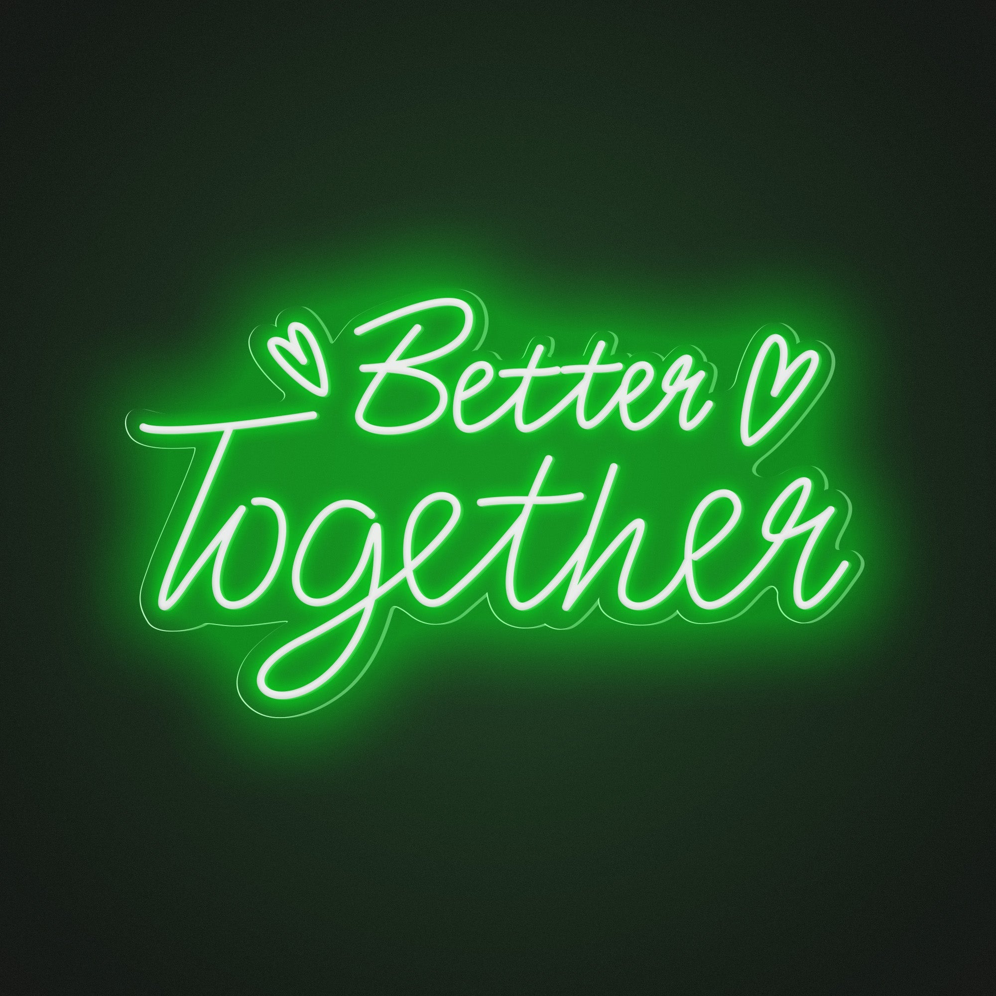 "Better Together" Words & Hearts Neon Sign