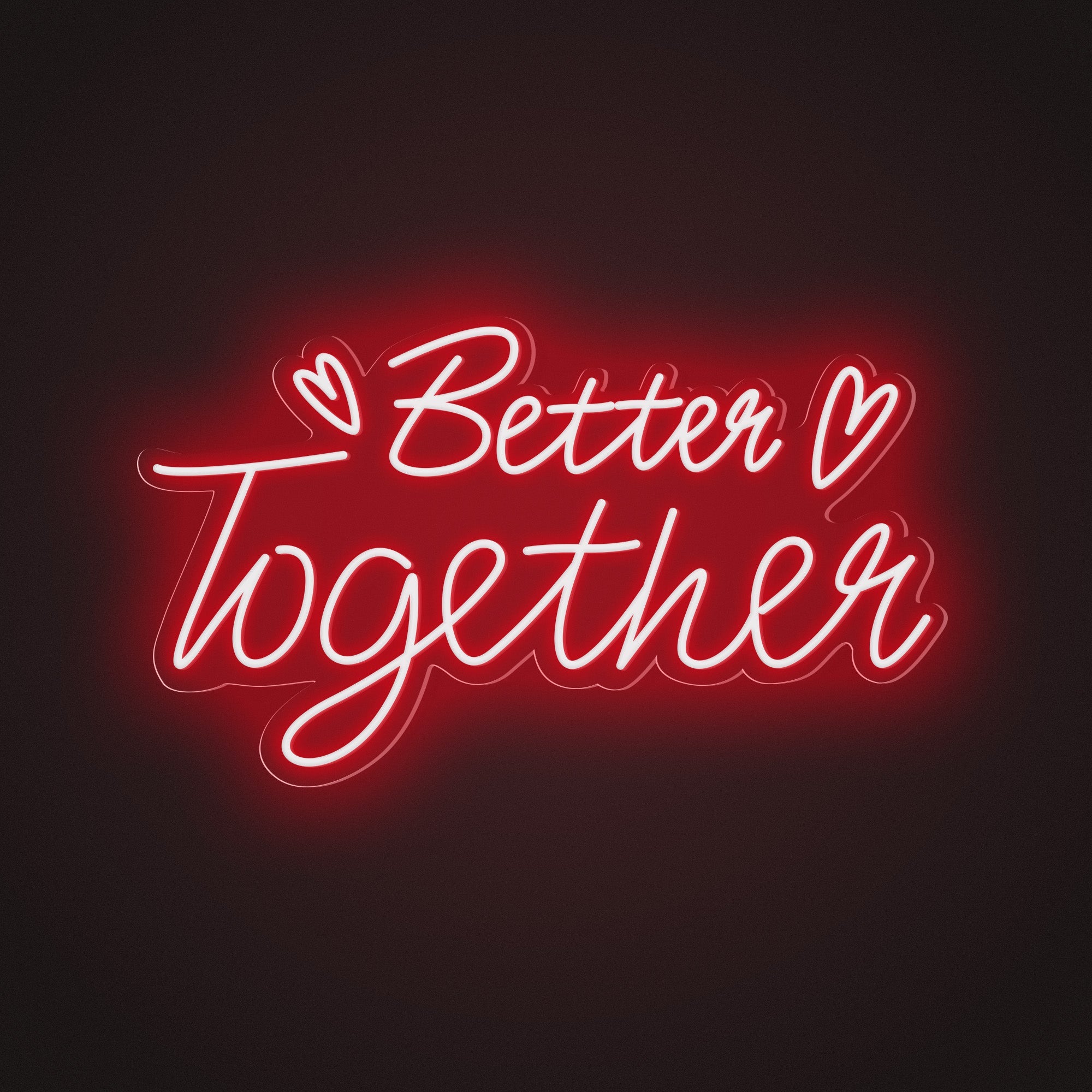 "Better Together" Words & Hearts Neon Sign