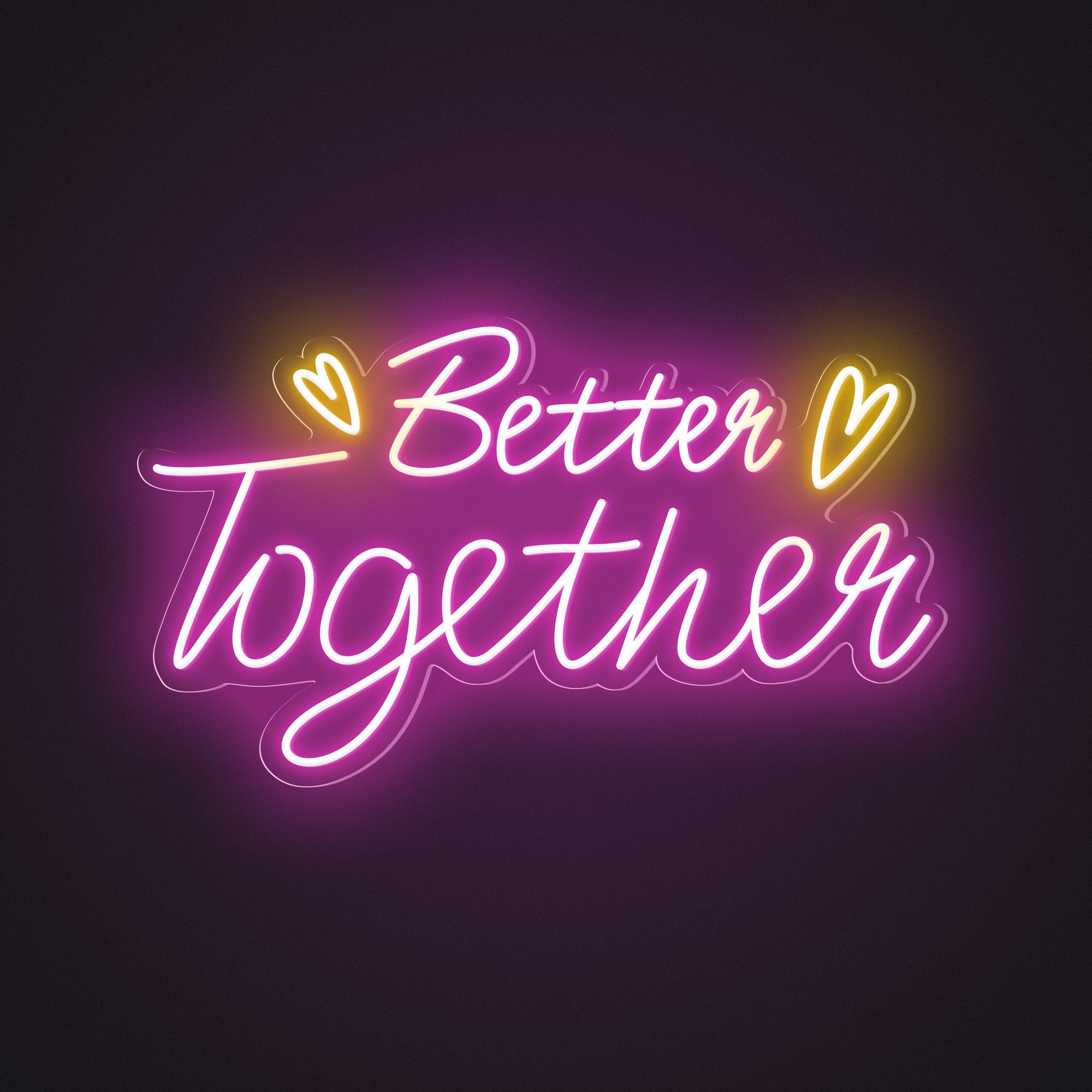"Better Together" Words & Hearts Neon Sign