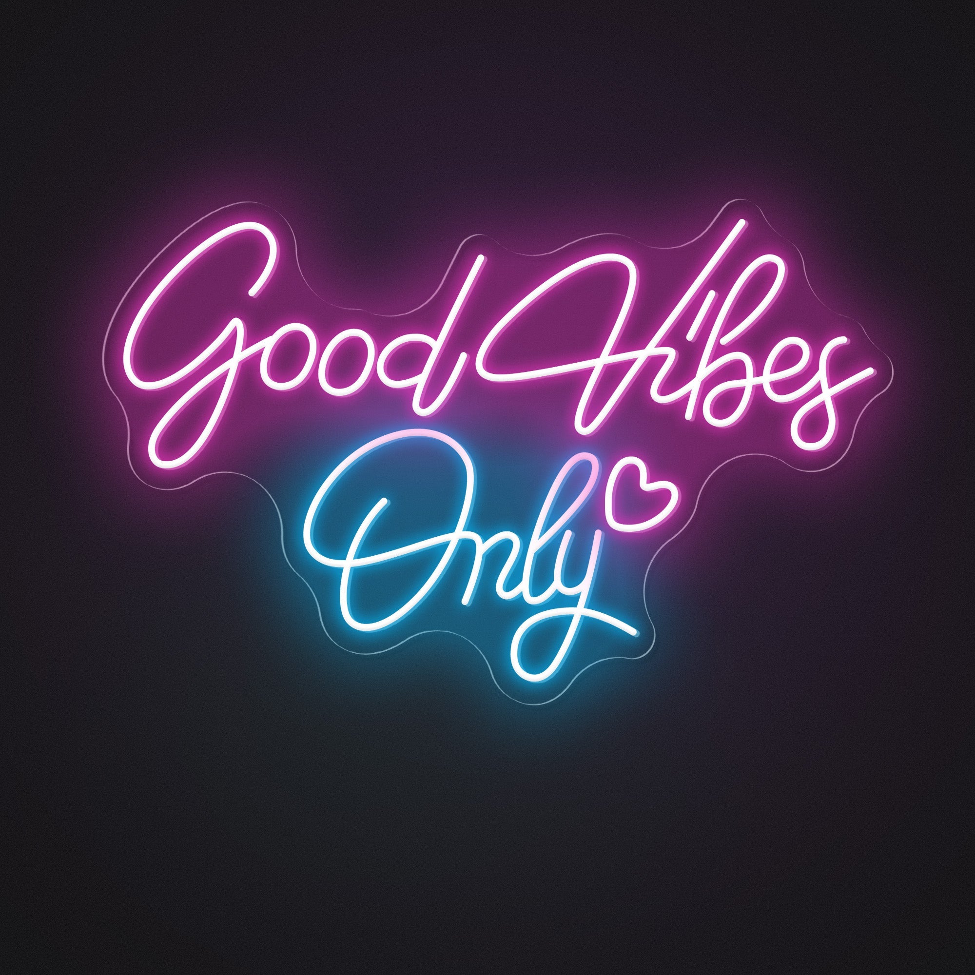 "Good Vibes Only" Words Heart Neon Sign