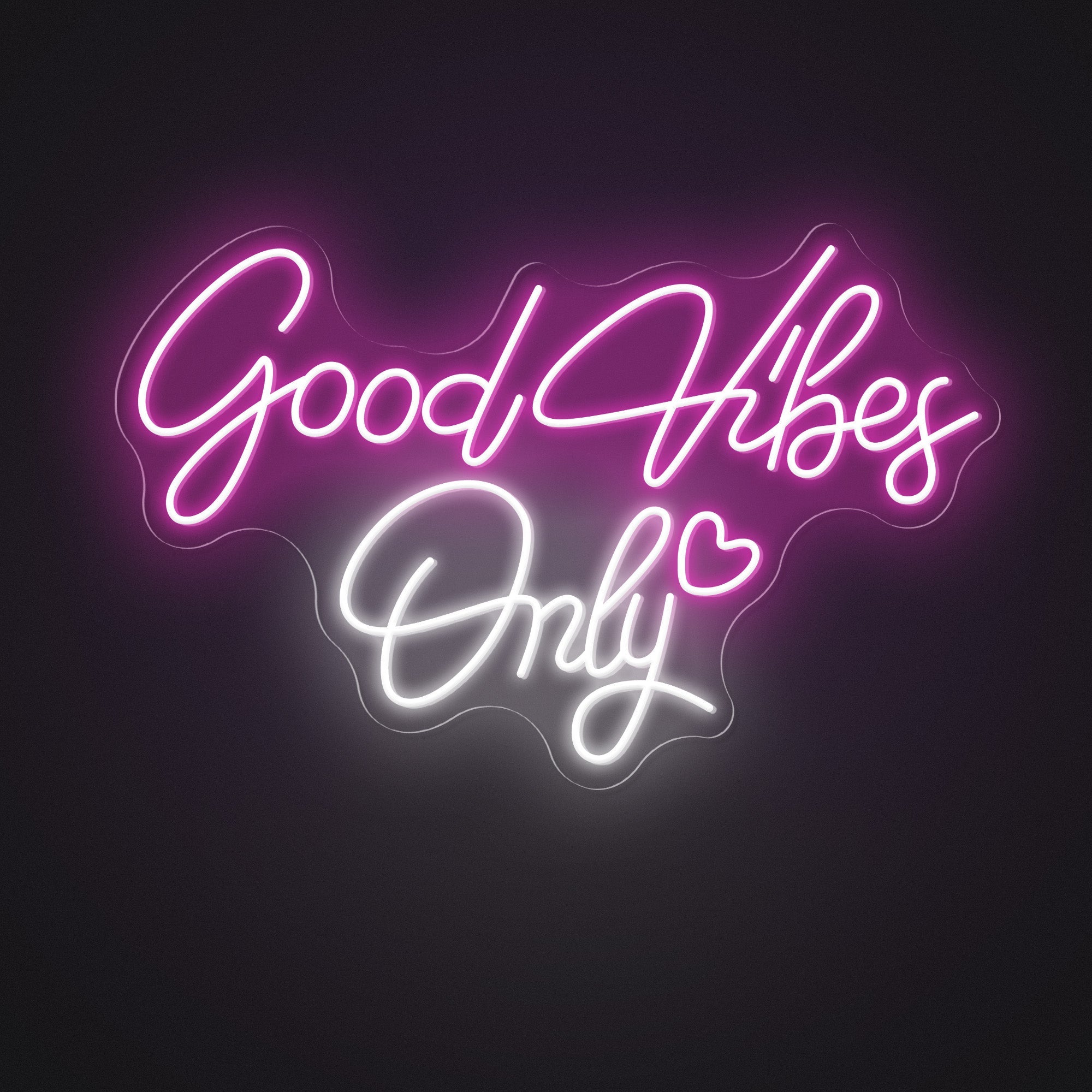 "Good Vibes Only" Words Heart Neon Sign