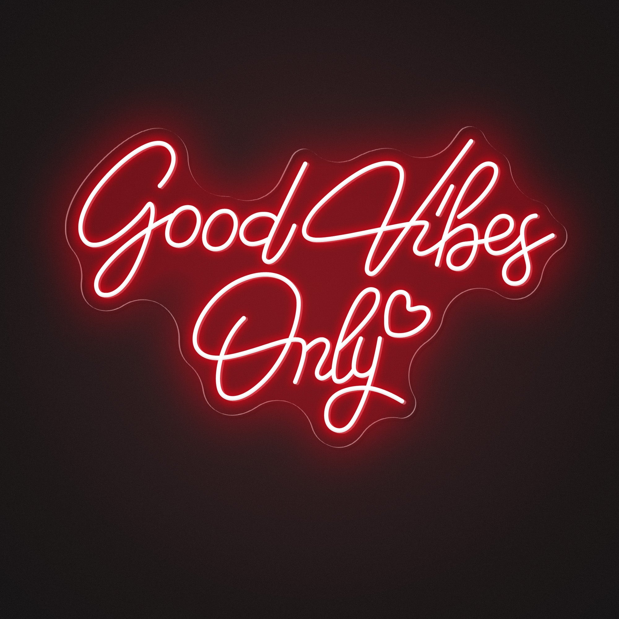 "Good Vibes Only" Words Heart Neon Sign