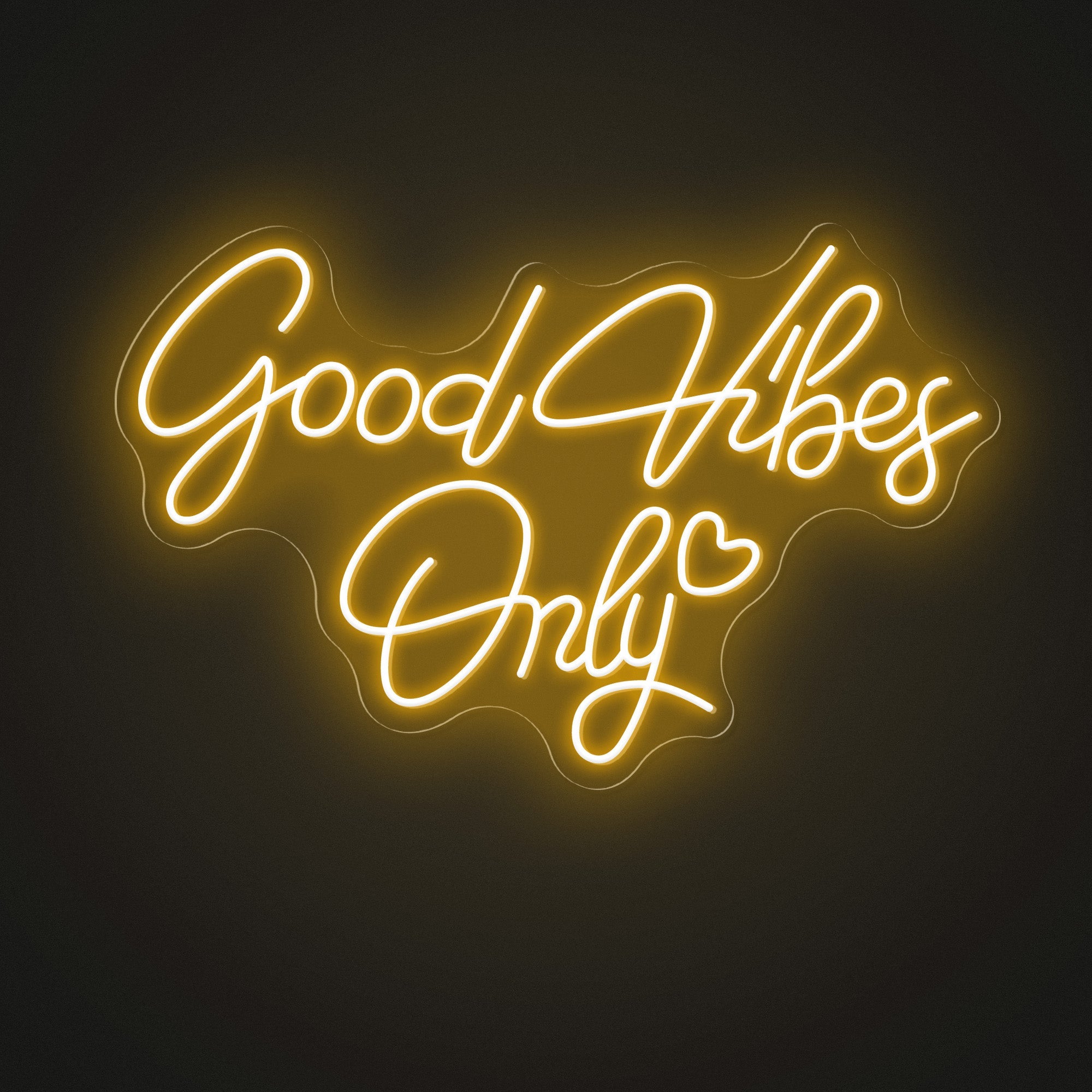 "Good Vibes Only" Words Heart Neon Sign