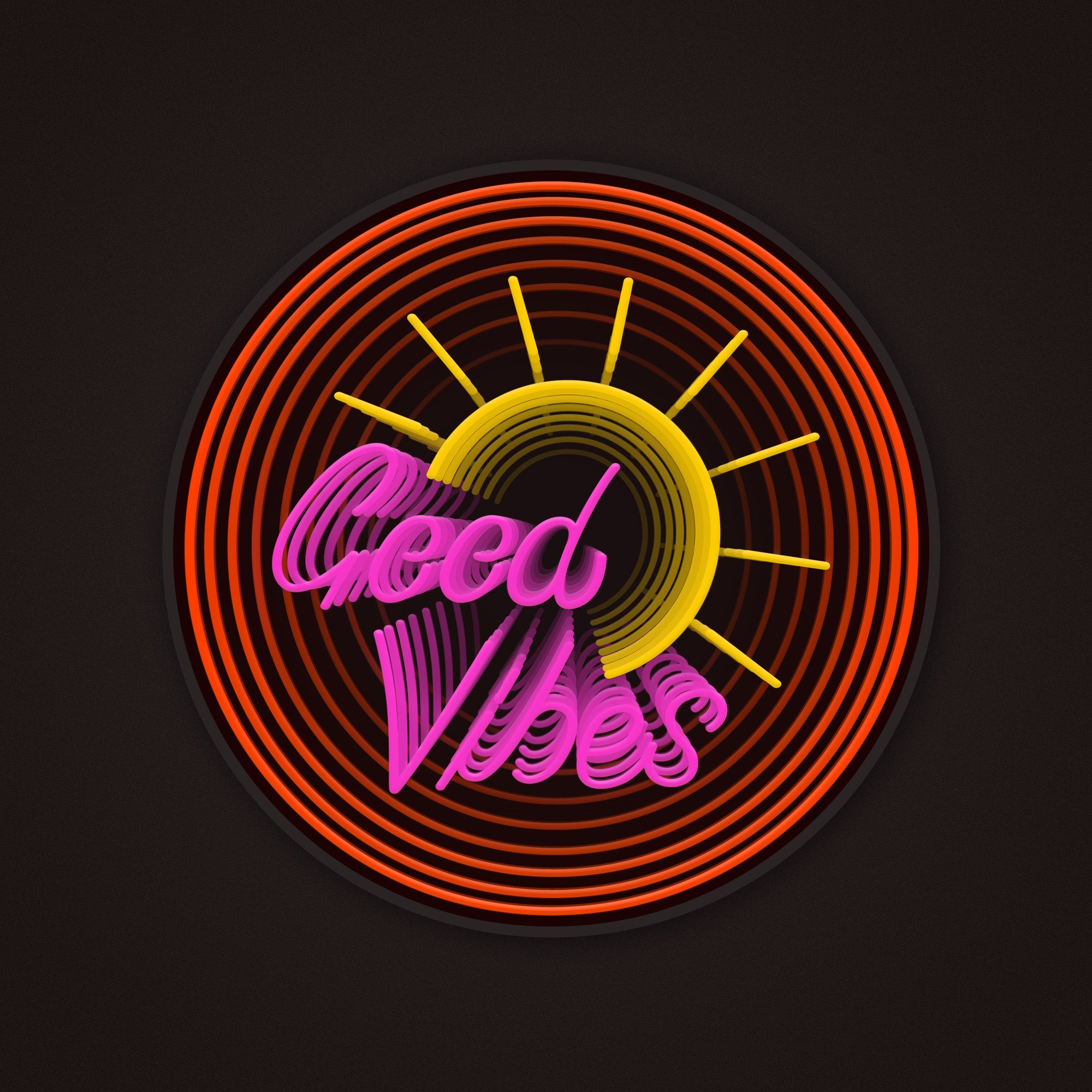 "Good Vibes" Words Sunshine Infinity Mirror LED Sign