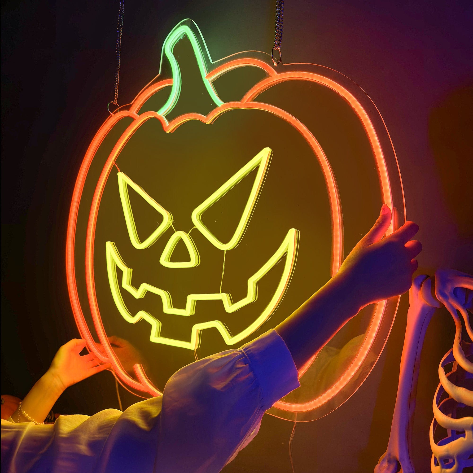 Pumpkin Evil Face Halloween Neon Sign