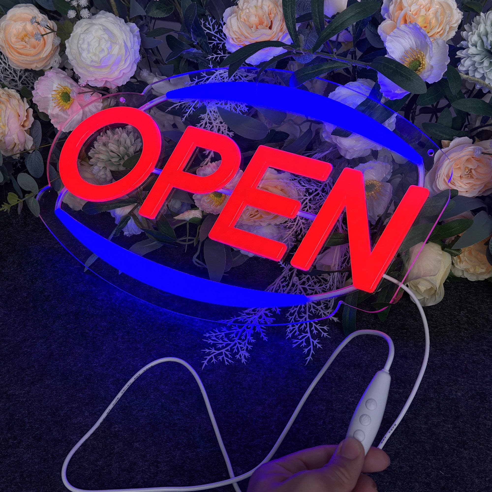 Oval Neon "Open" Sign for Business