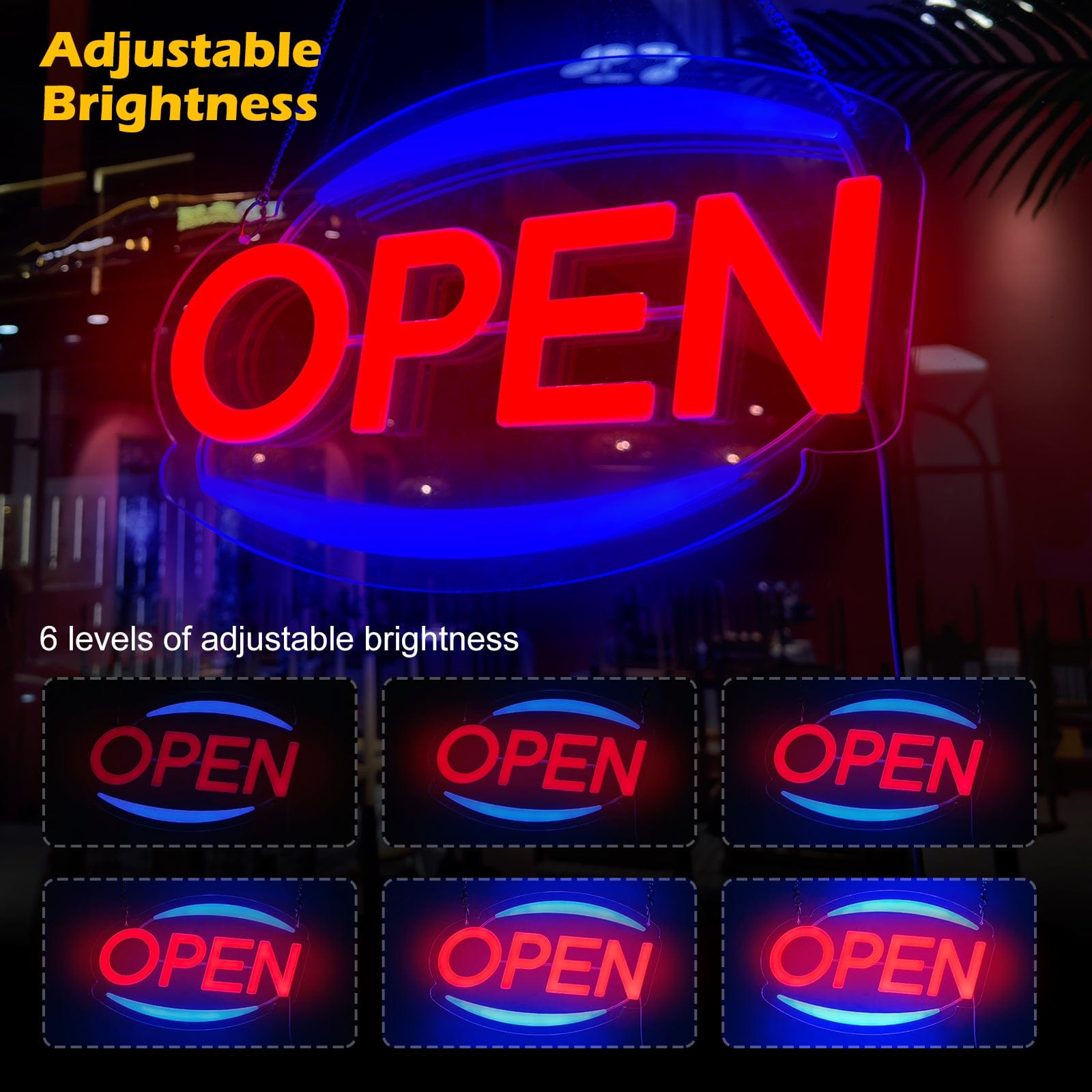 Oval Neon "Open" Sign for Business