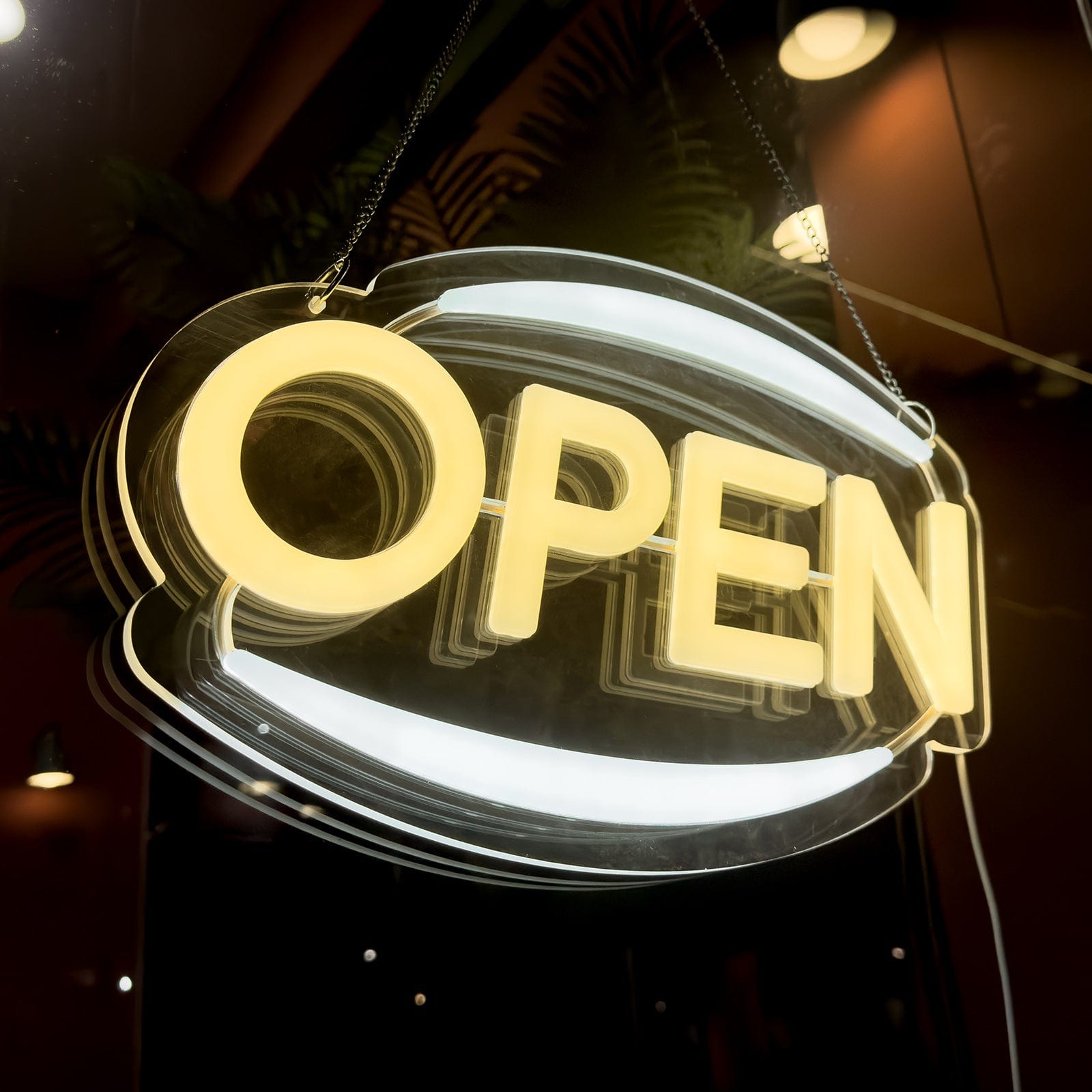 Oval Neon "Open" Sign for Business