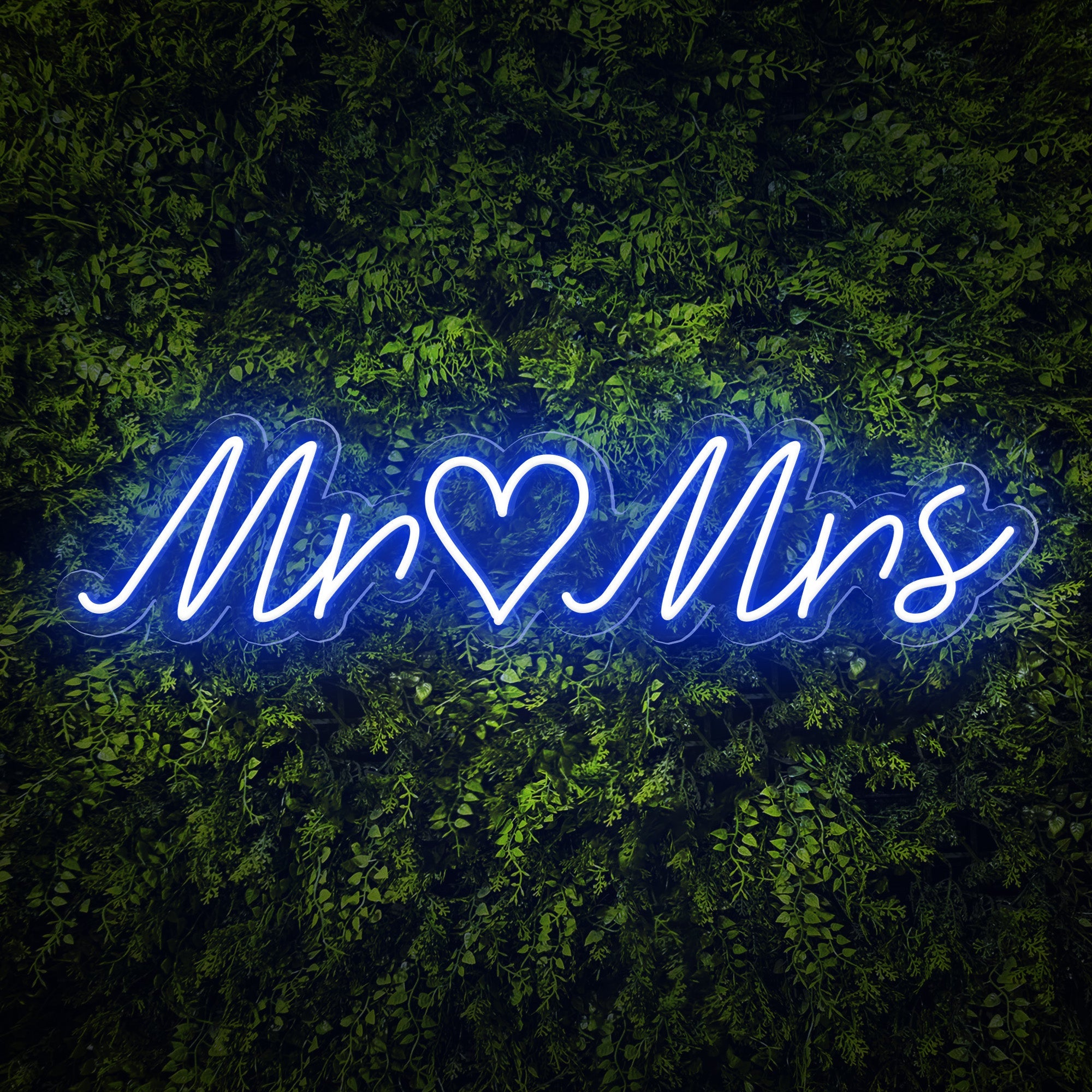 Mr & Mrs Words Heart Neon Sign