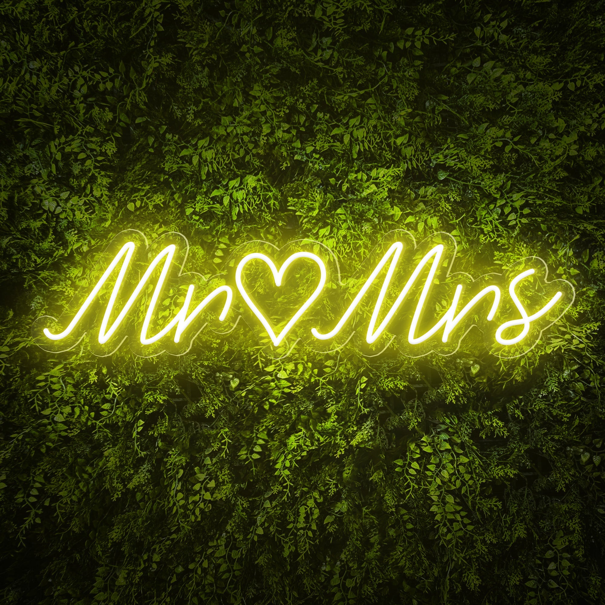 Mr & Mrs Words Heart Neon Sign