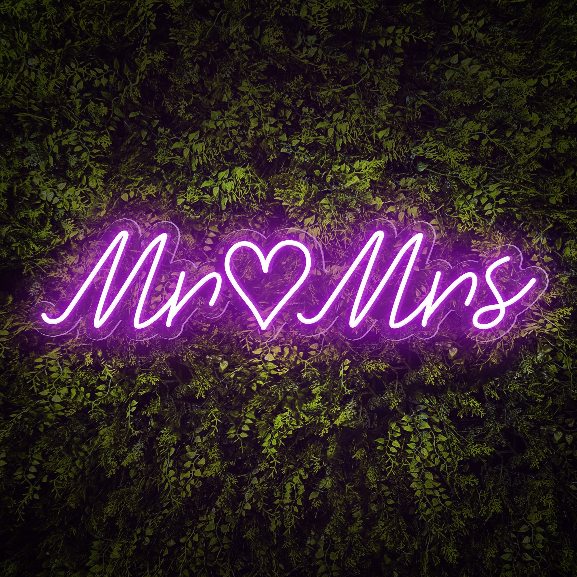 Mr & Mrs Words Heart Neon Sign