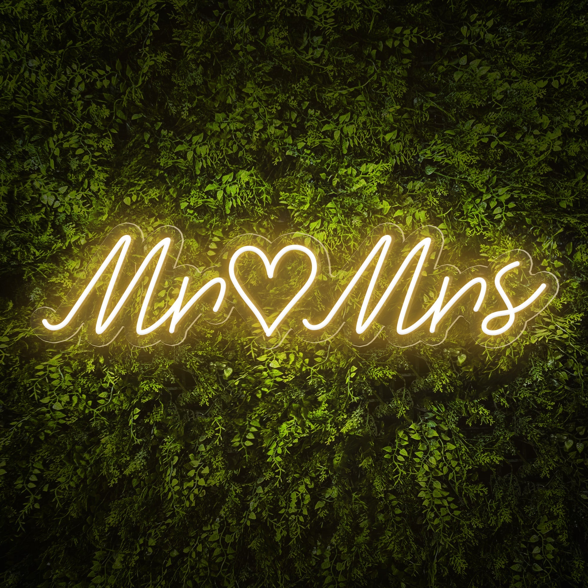 Mr & Mrs Words Heart Neon Sign