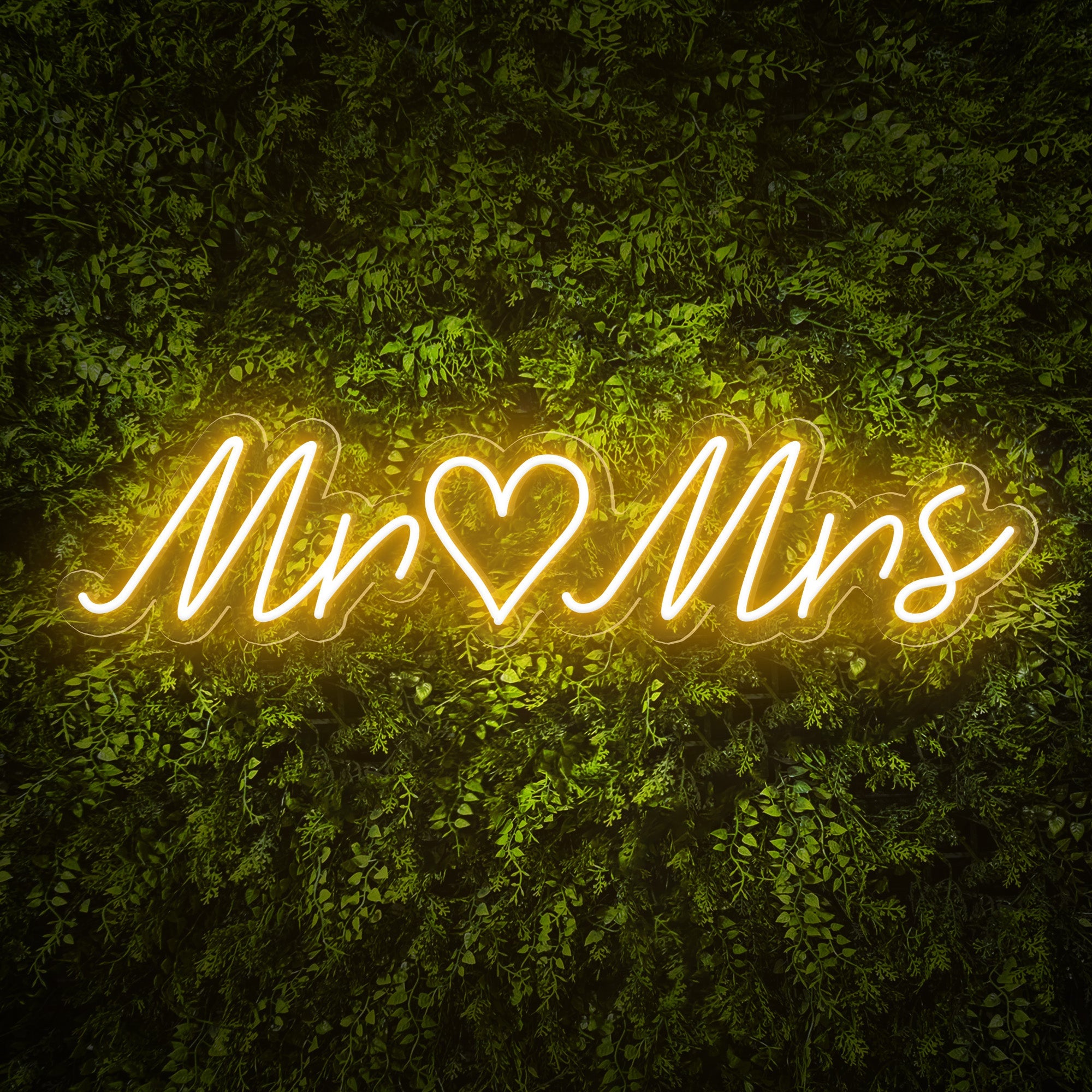 Mr & Mrs Words Heart Neon Sign