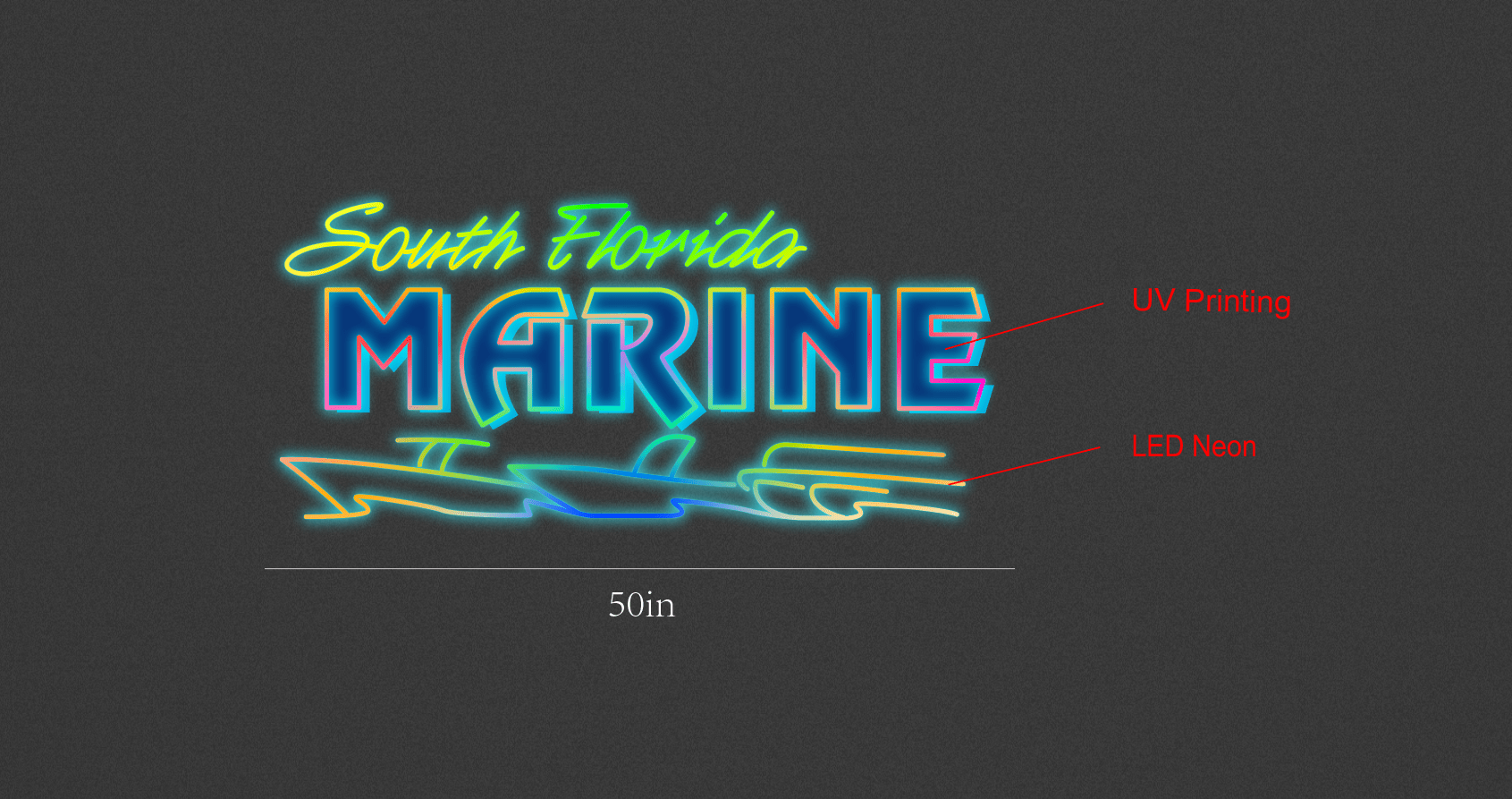 50inch wide x 23inch tall customized led neon sign inquiry