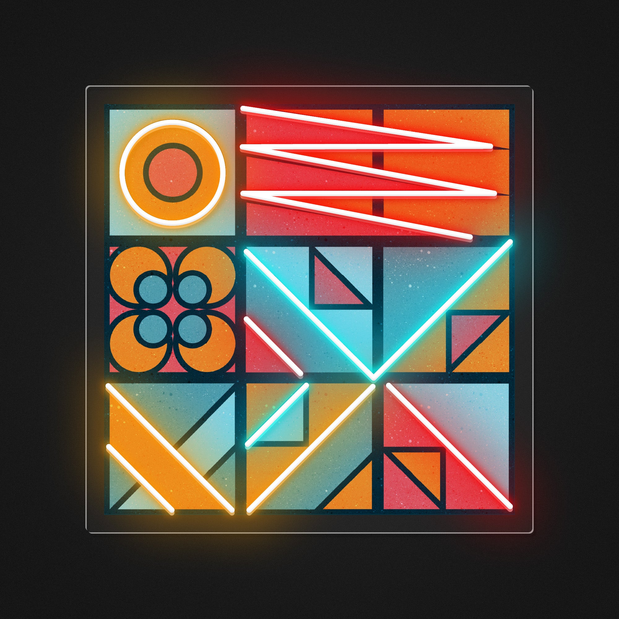 Colorful Happy Duck Geometric Art LED Neon Sign